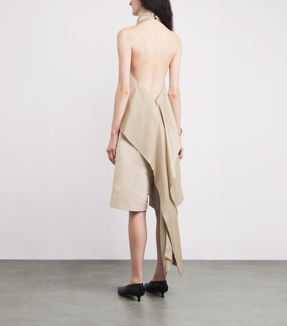 Satin Halterneck Cartia Top OYSTER Image 4