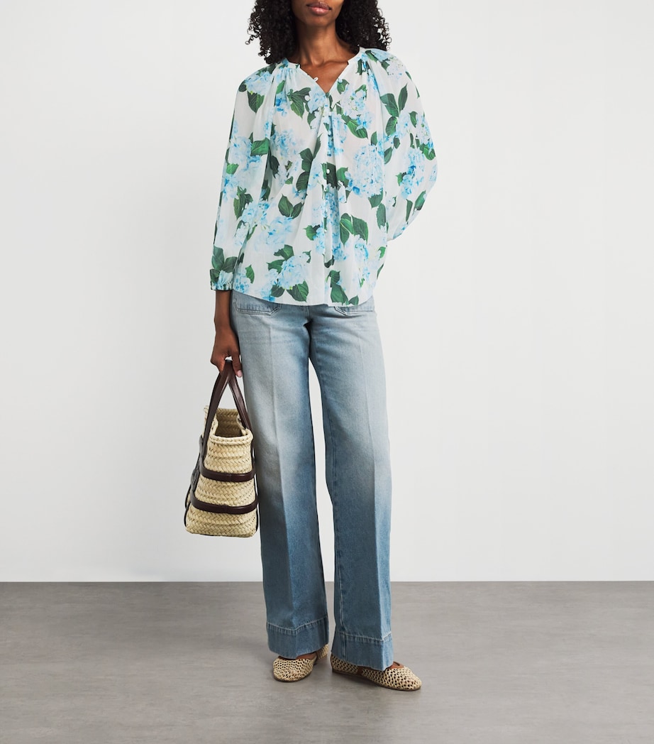 Chiffon Floral Teagan Blouse 40522HHW IVRY/LT BLU Image 2