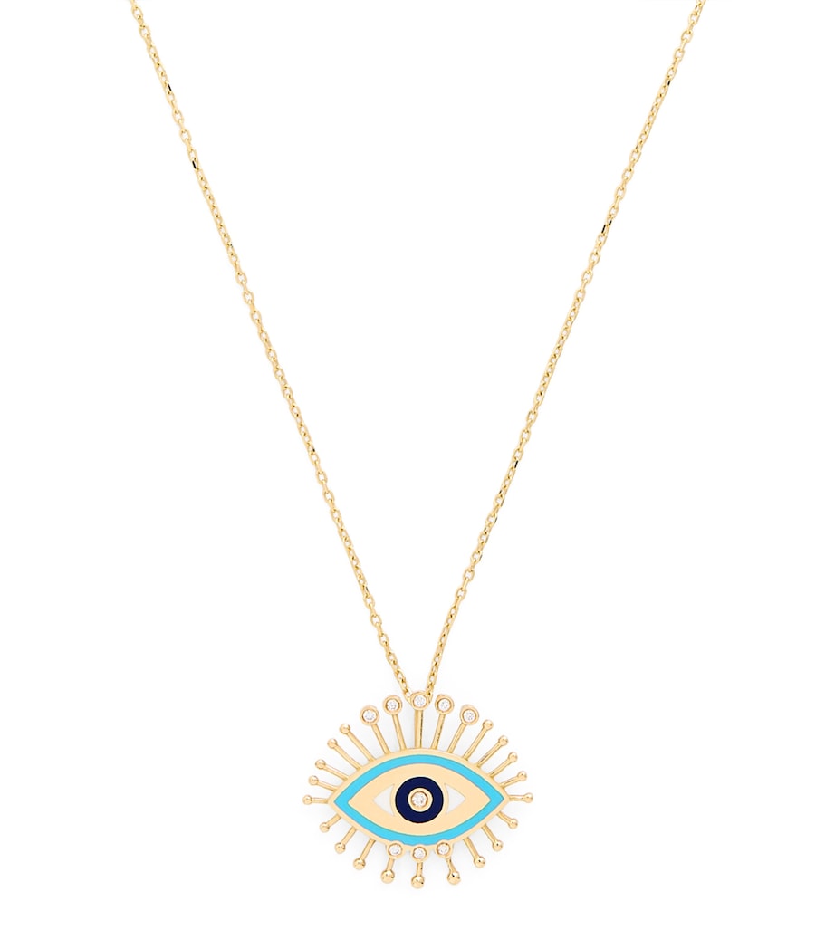 Yellow Gold, Diamond, Lapis and Turquoise Rebel Eye Rich Kitsch Necklace YELLOW GOLD Image 1