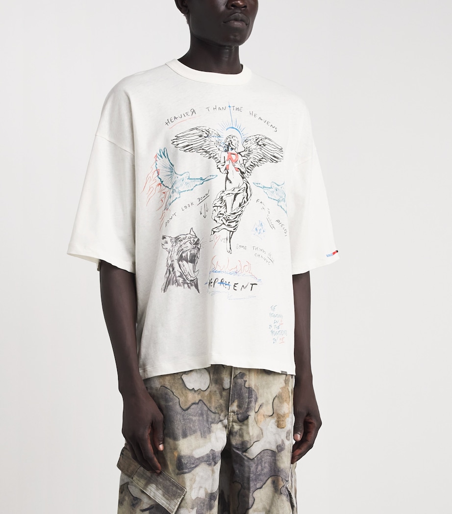 Represent Mens Organic Cotton-Hemp Printed T-Shirt Antique White Image 4