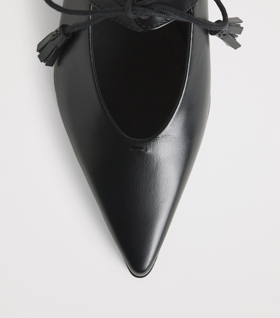 Leather Tapered Ballet Flats BLACK Image 4