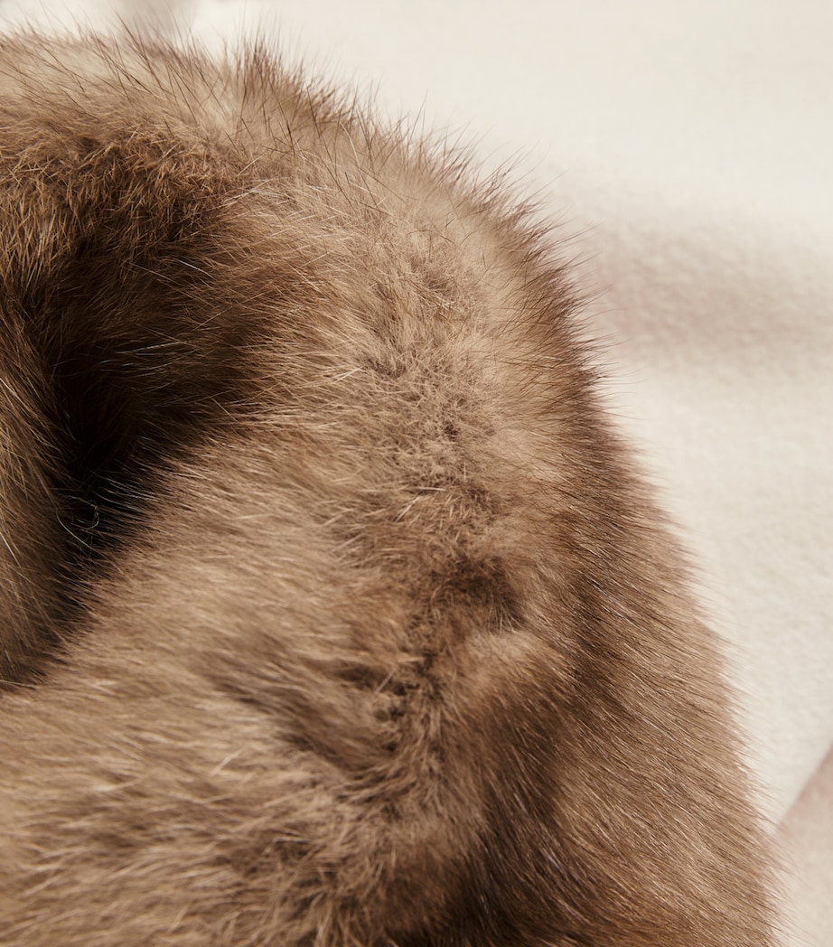 Wool-Cashmere Sable-Trim Coat A2154 Image 5