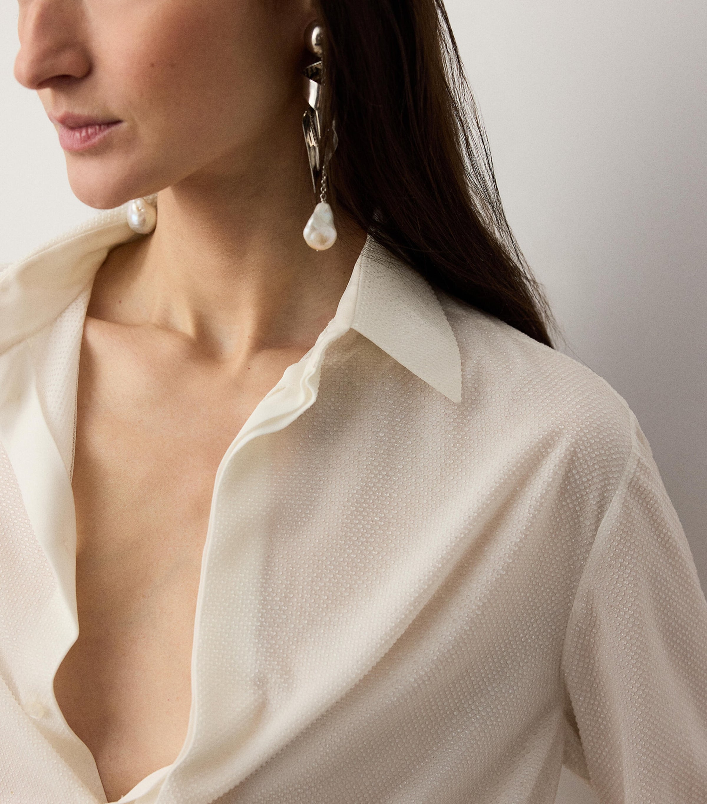 Ralph Lauren Collection Womens Silk Embellished Adrien Shirt Cream Image 5
