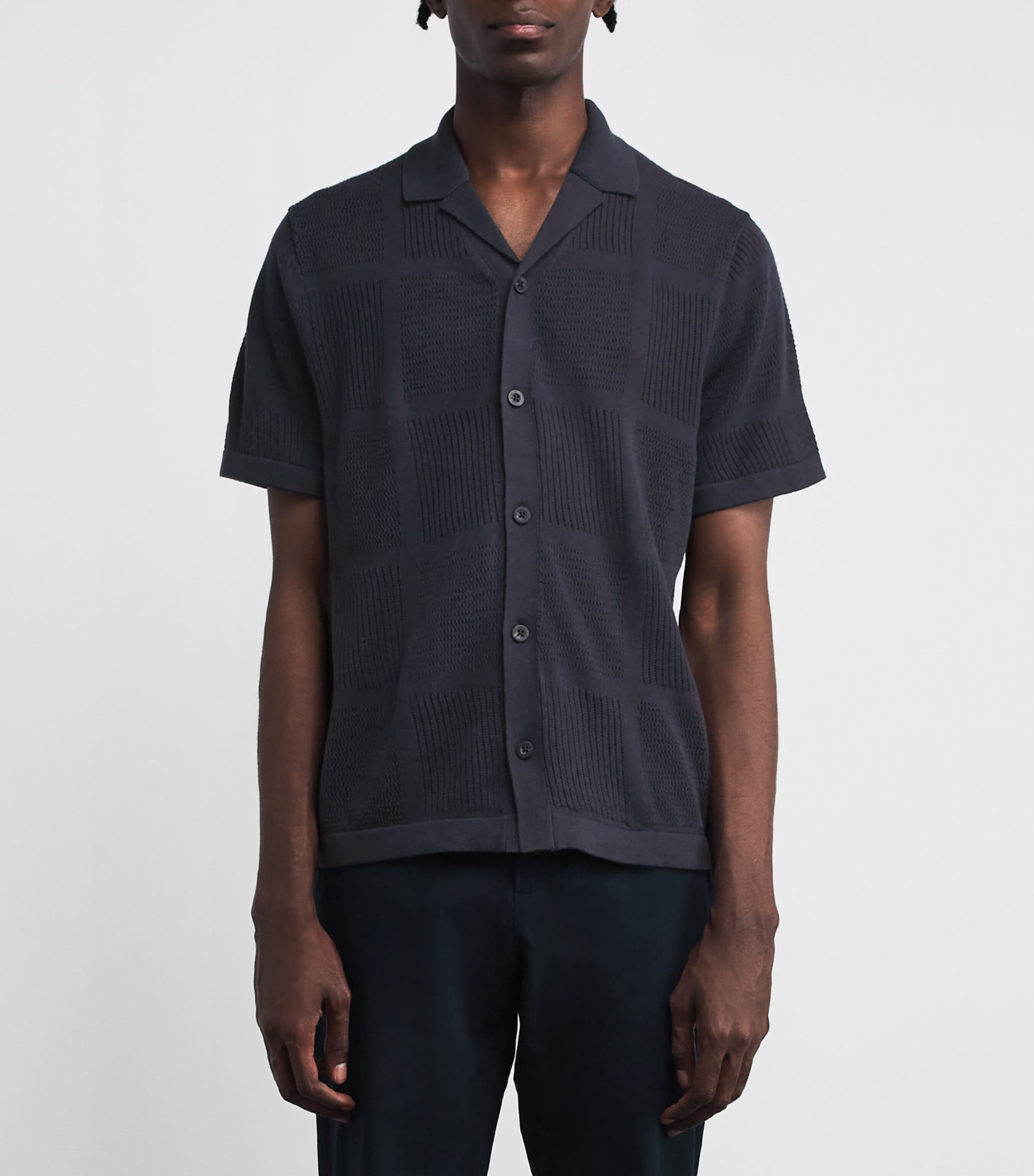 Cotton Pointelle-Knit Cabana Shirt LT COASTAL-462LCO Image 3