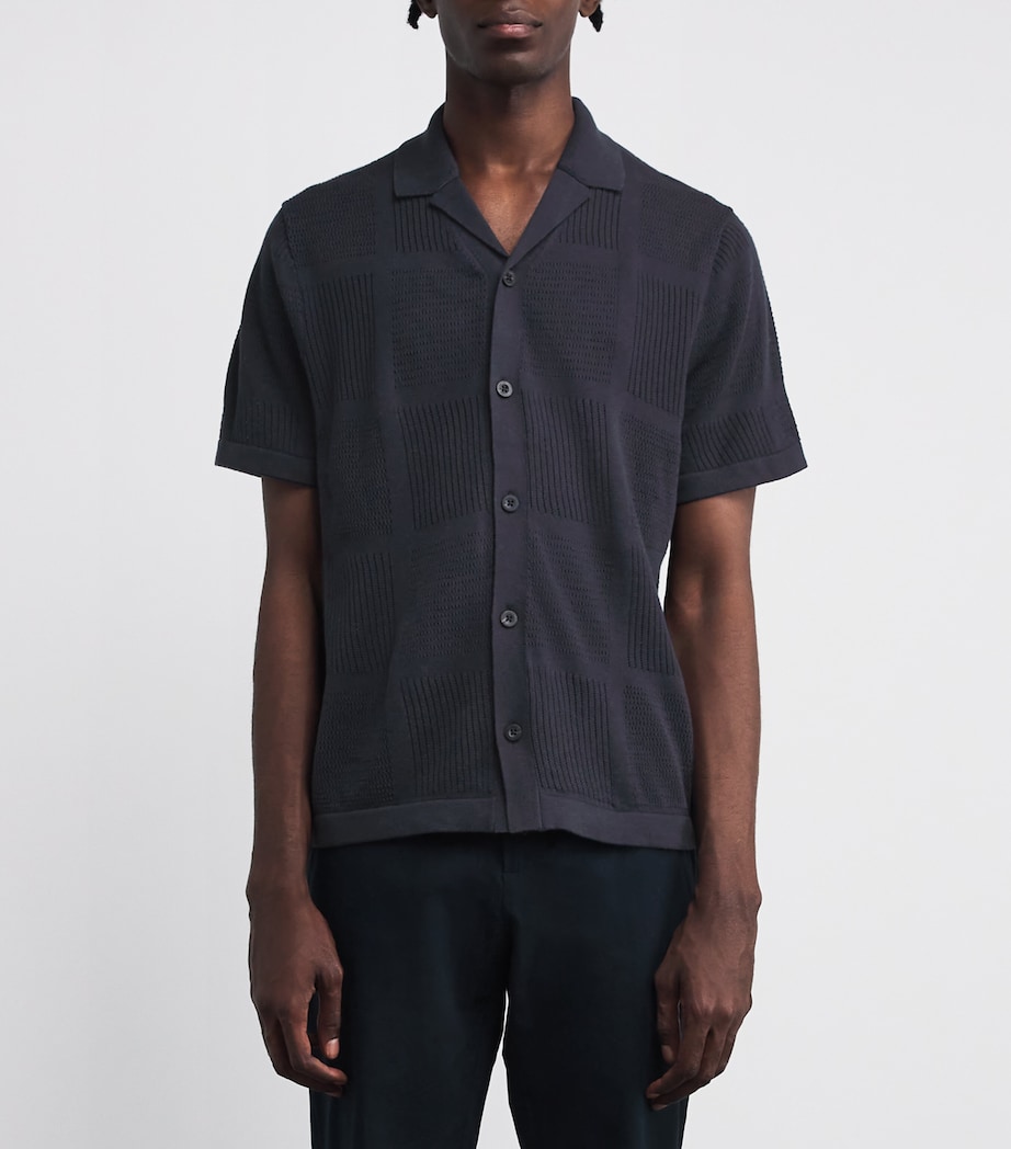Cotton Pointelle-Knit Cabana Shirt LT COASTAL-462LCO Image 3