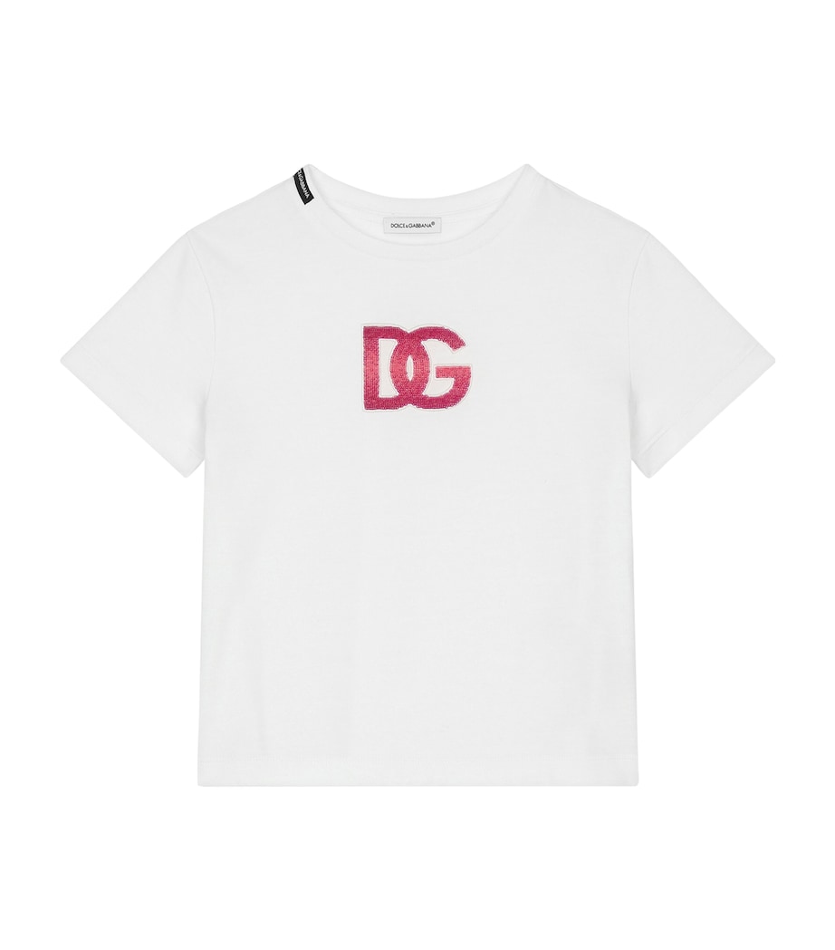 Cotton Logo-Embellished T-Shirt (8-12+ Years) W0111-WHITE Image 1