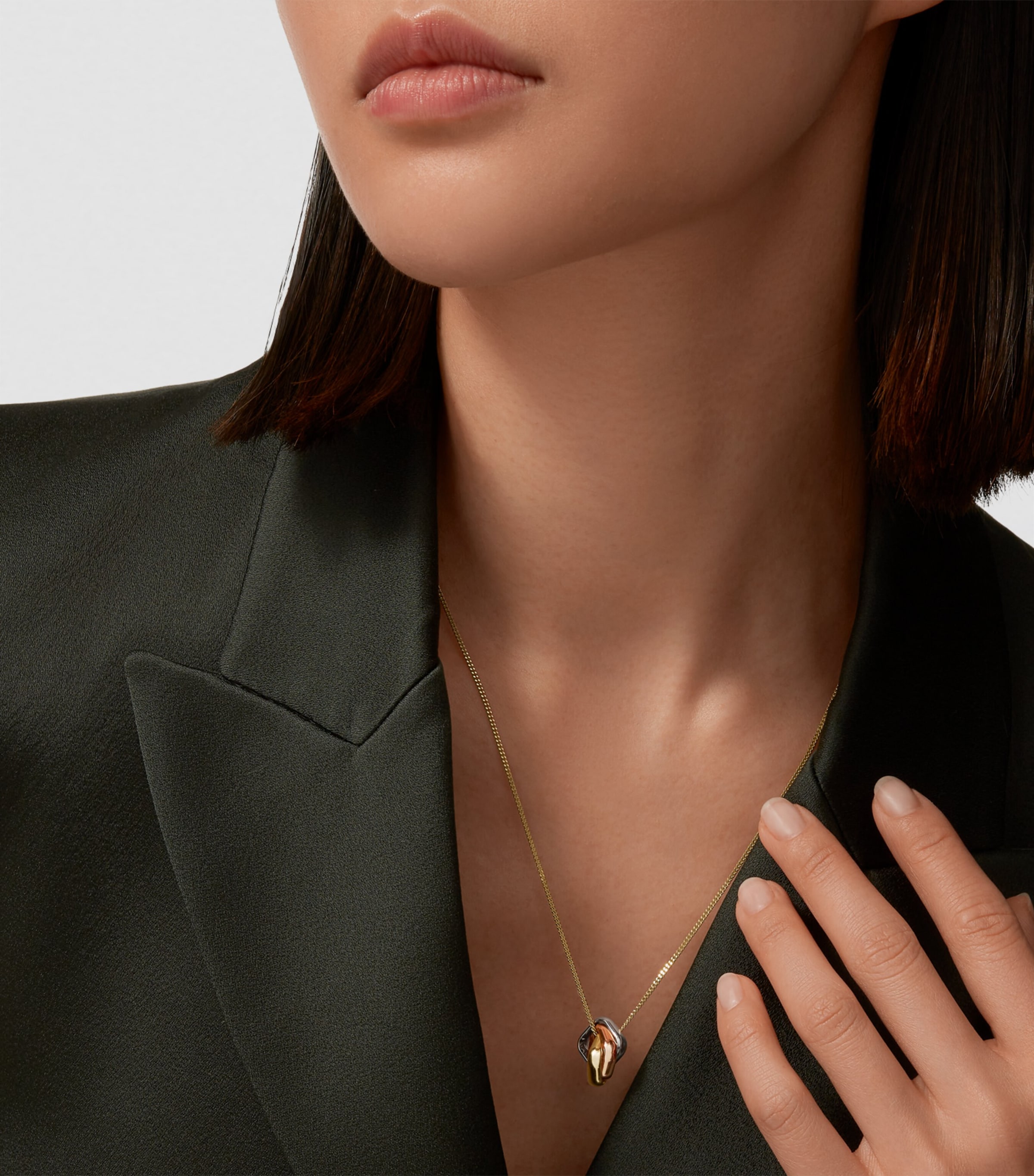 Mixed Gold and Diamond Trinity Necklace MIXED GOLD Image 3