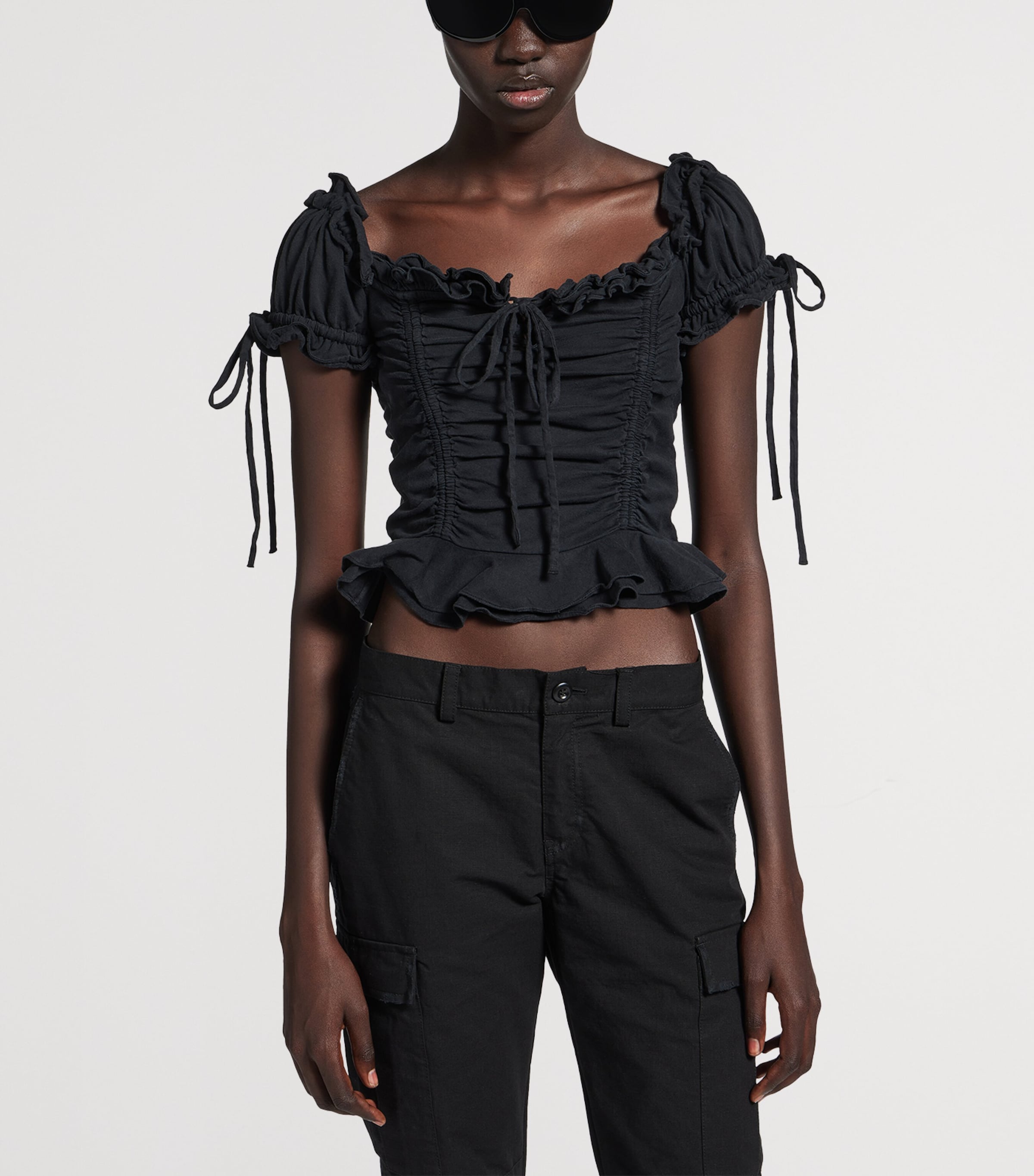 Cotton Gathered Crop Top 1041 Image 5