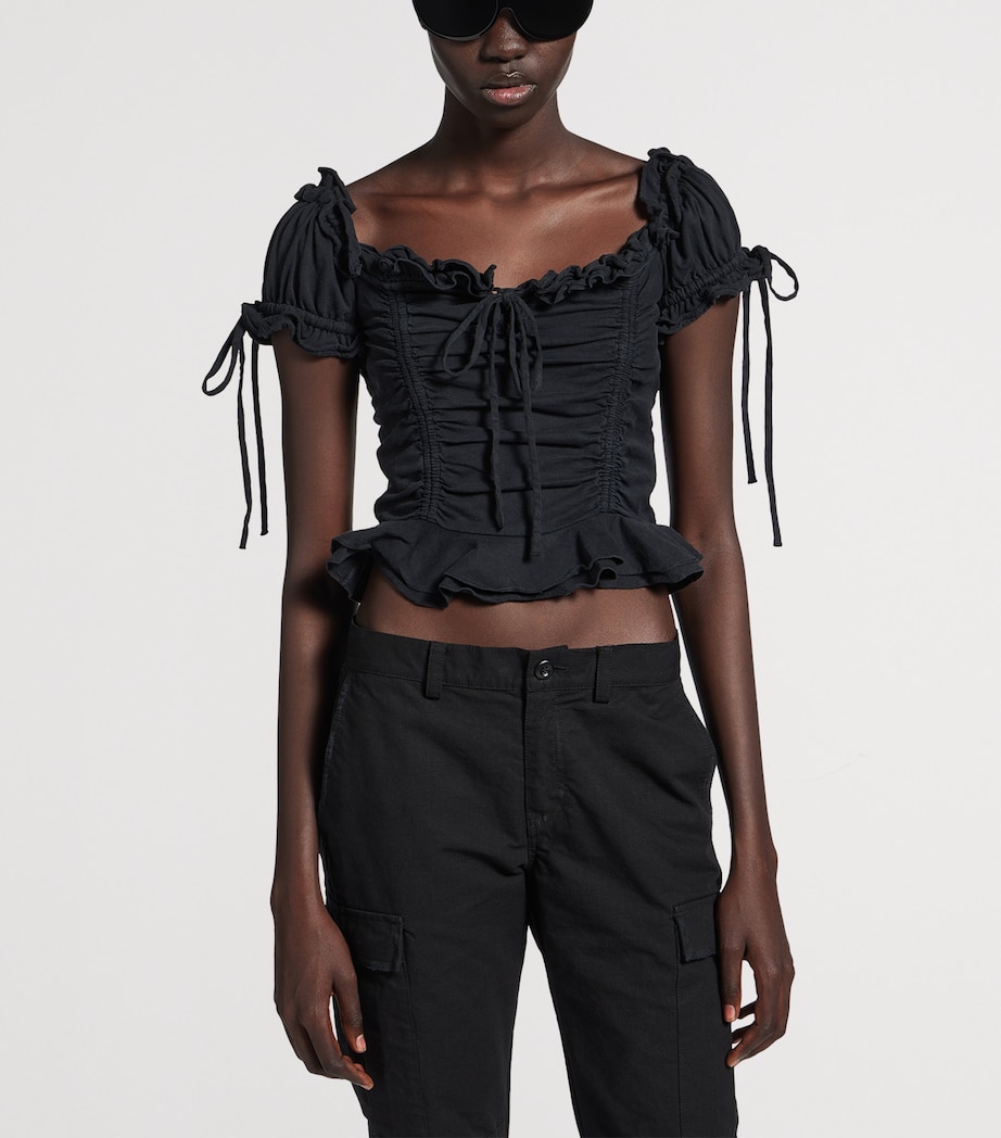 Cotton Gathered Crop Top 1041 Image 5