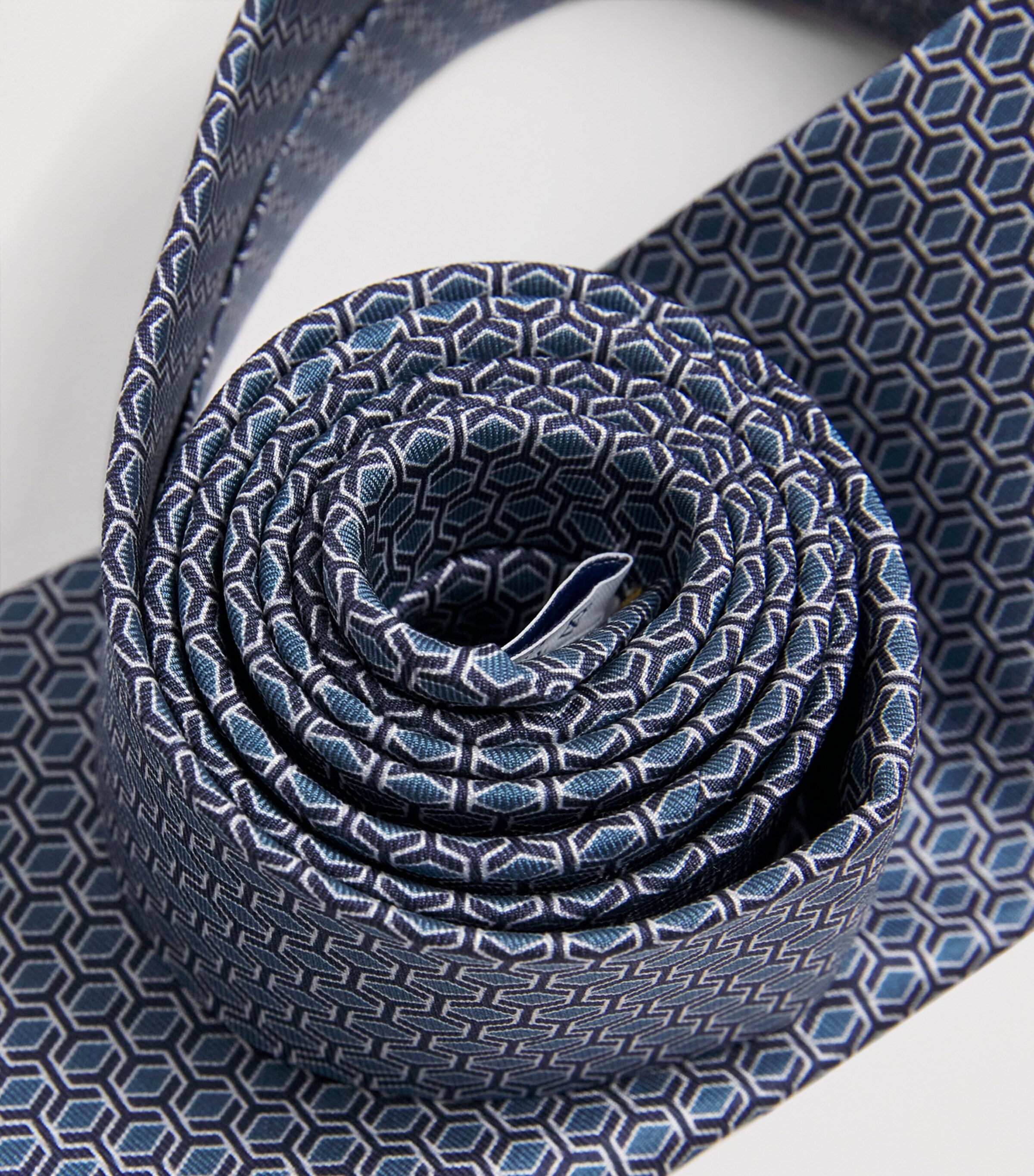 Eton Silk Geometric Tie Navy Blue Image 3