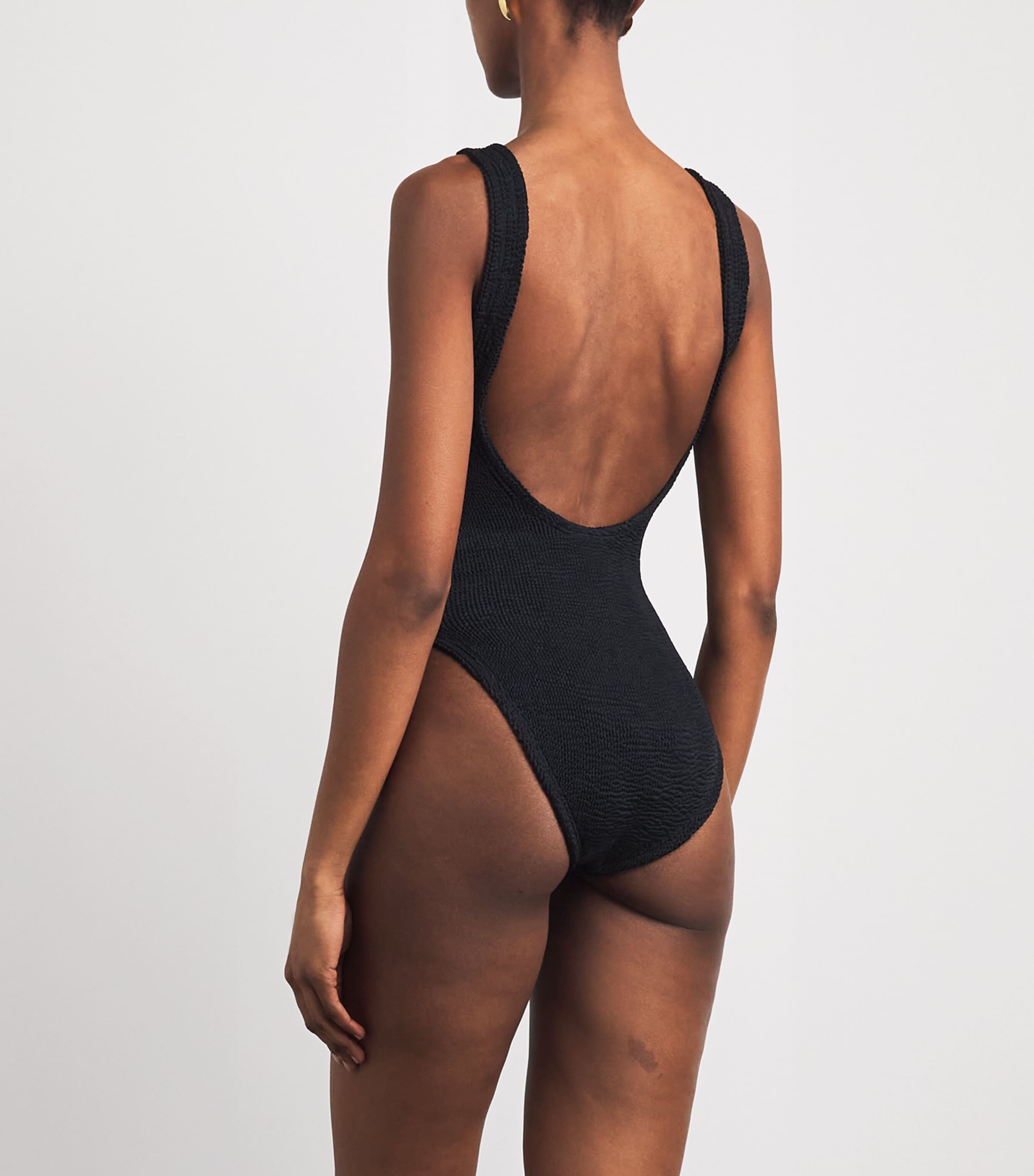 Burberry x Hunza G Womens x Burberry Check-Trim Domino Swimsuit Black Image 3
