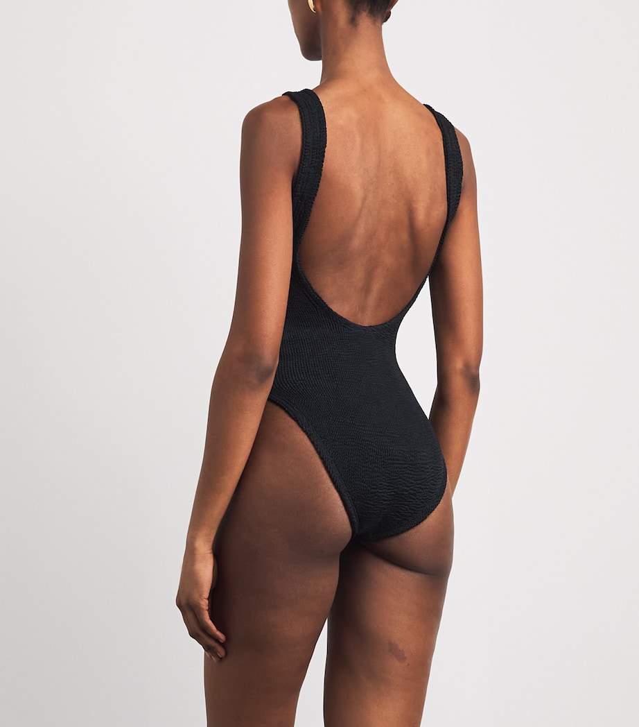 Burberry x Hunza G Womens x Burberry Check-Trim Domino Swimsuit Black Image 3