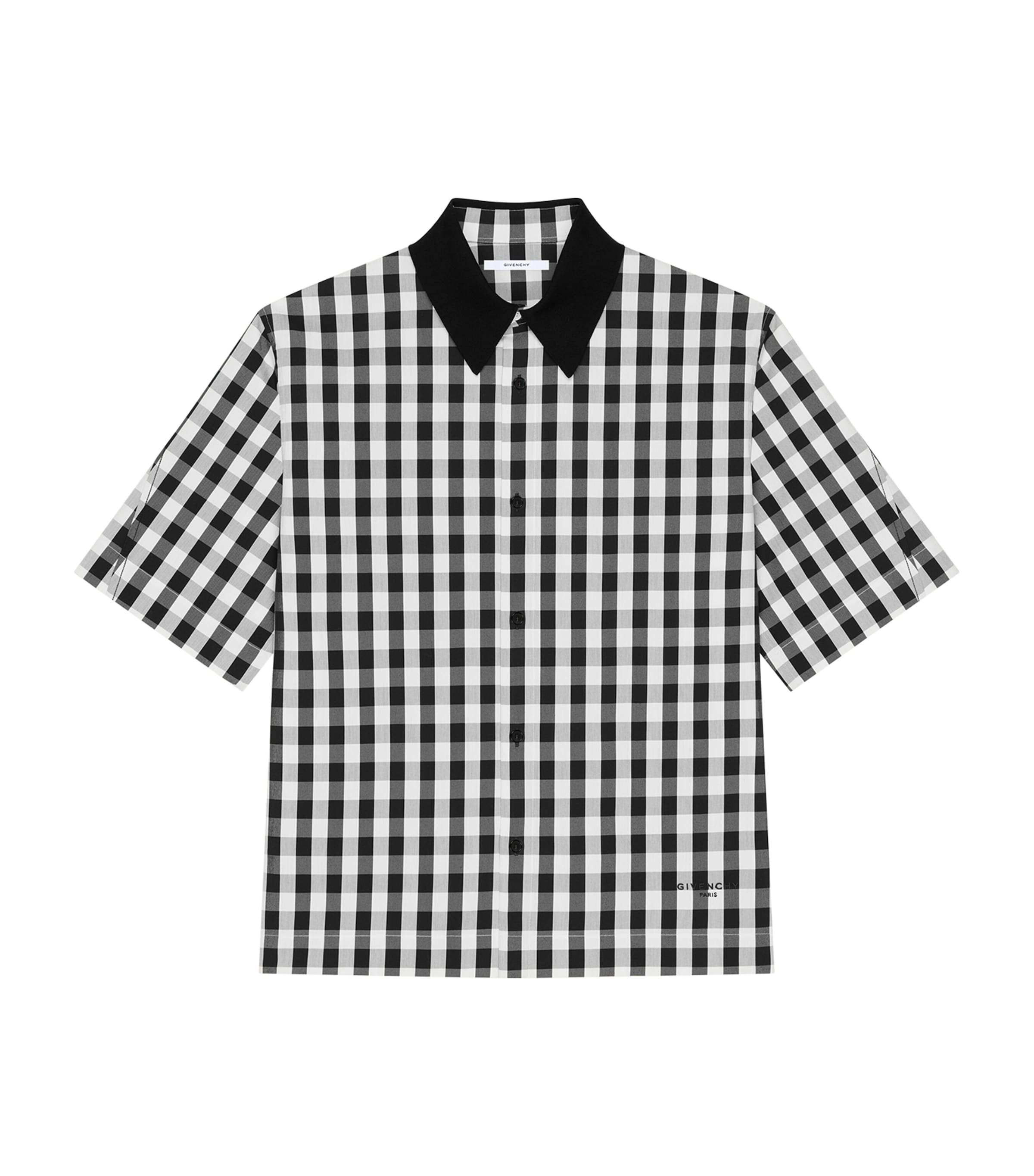 Cotton-Blend Short-Sleeve Shirt BLACK/WHITE Image 1