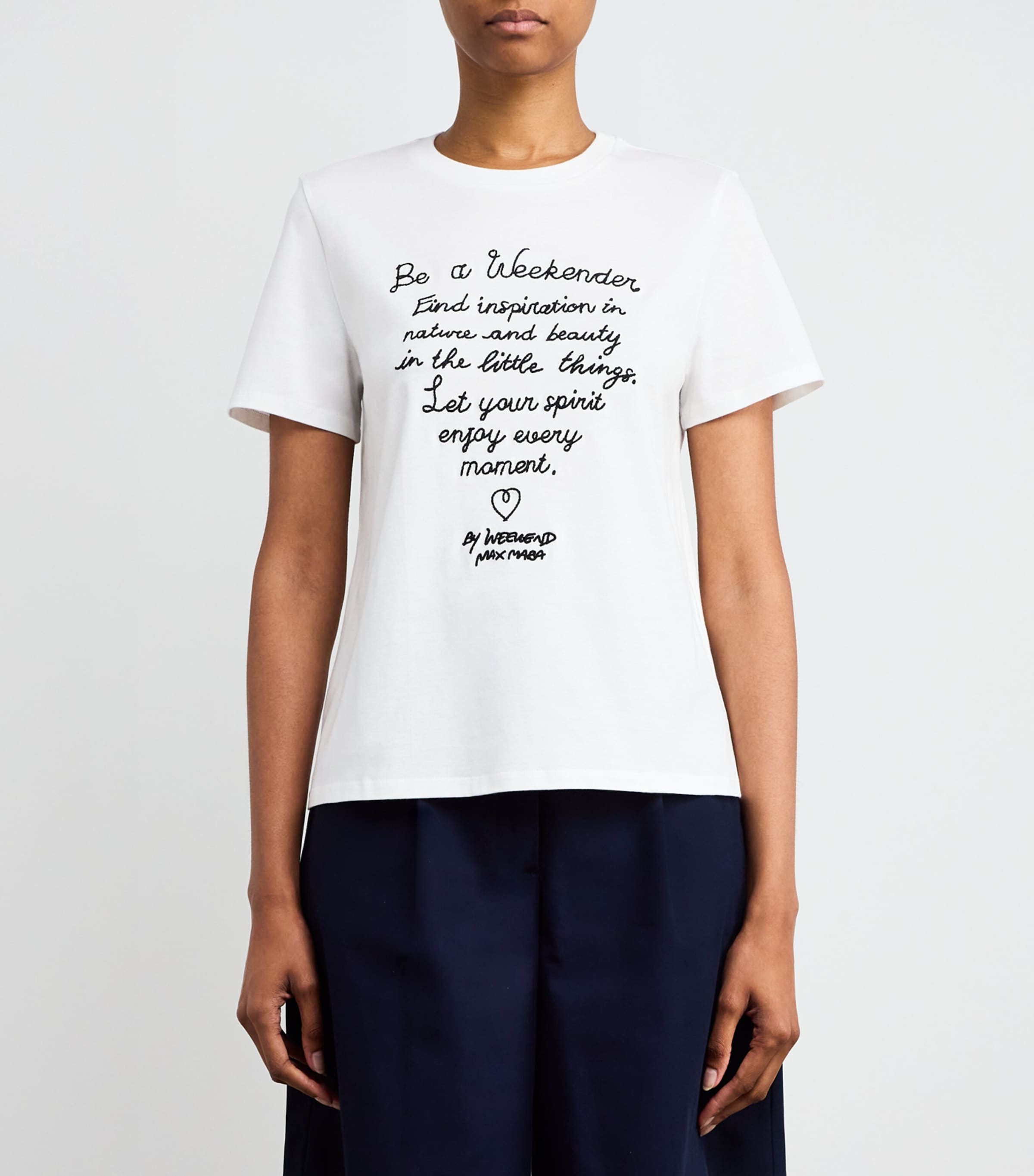 Cotton Embroidered T-Shirt WHITE Image 3