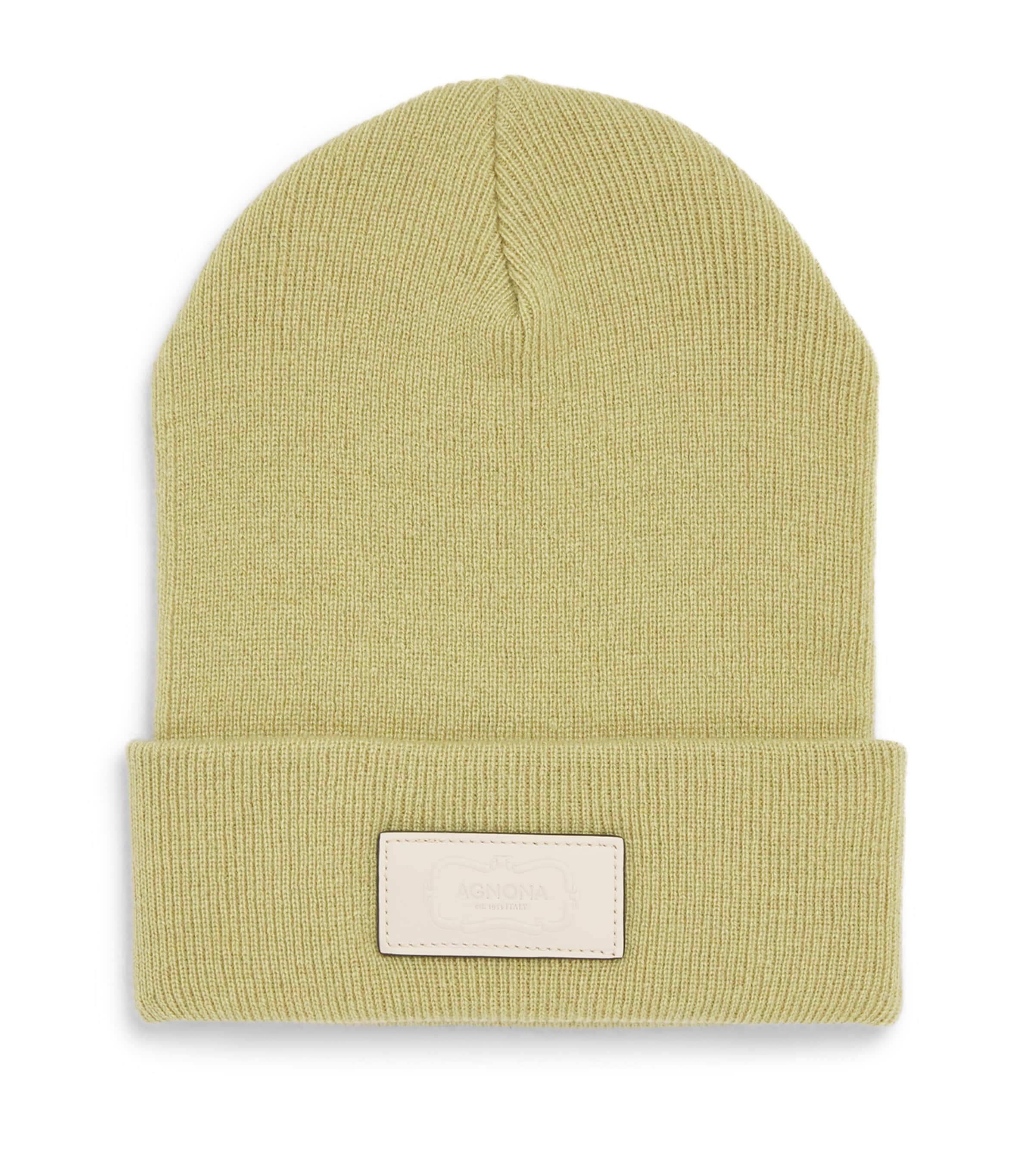 Agnona Cashmere Ribbed Beanie In Green