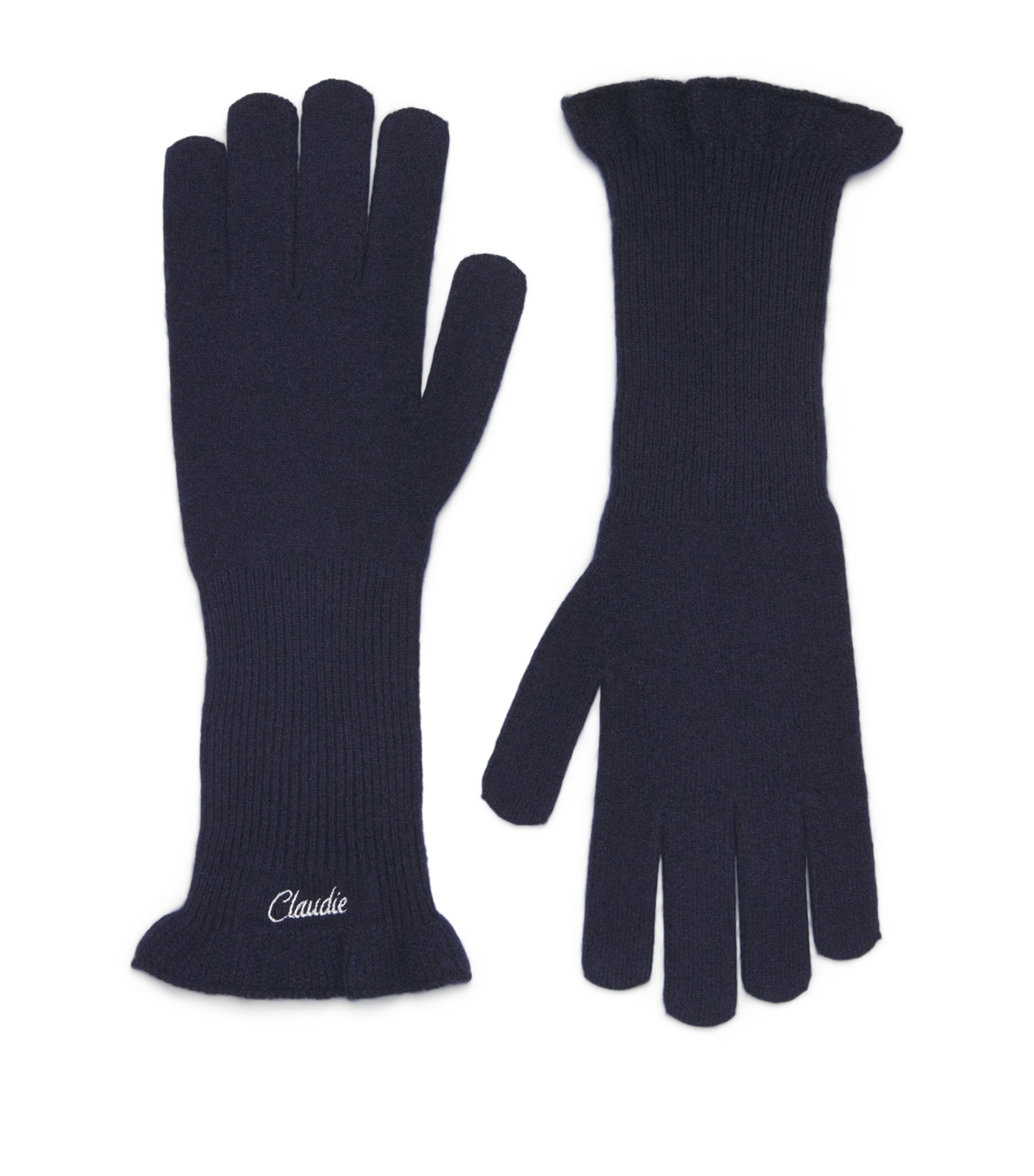 Claudie Pierlot Cashmere-blend Logo Gloves In Blue