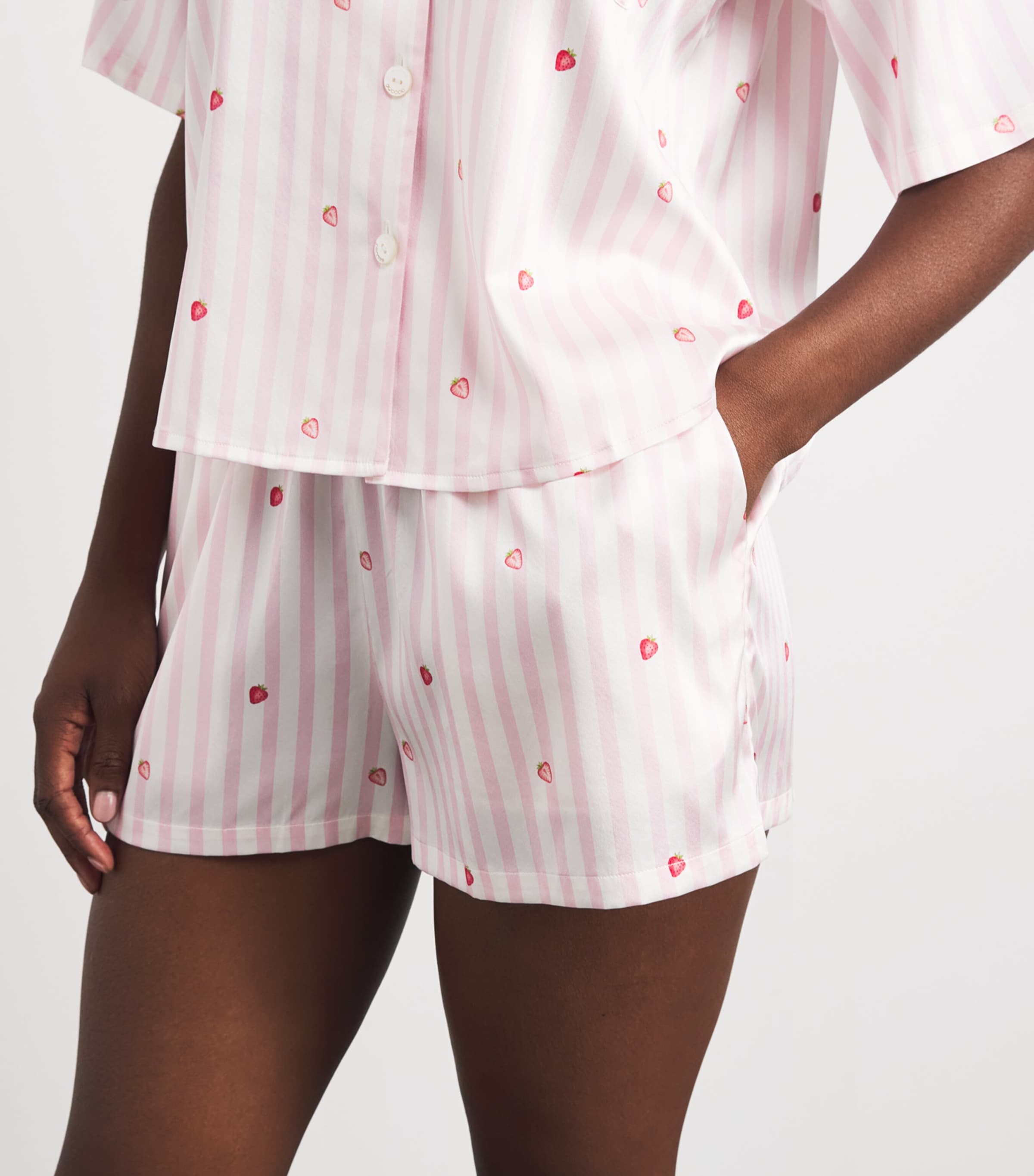 MANITO Womens Summer Fruits Short Pyjama Set Strawberry Pink Image 3