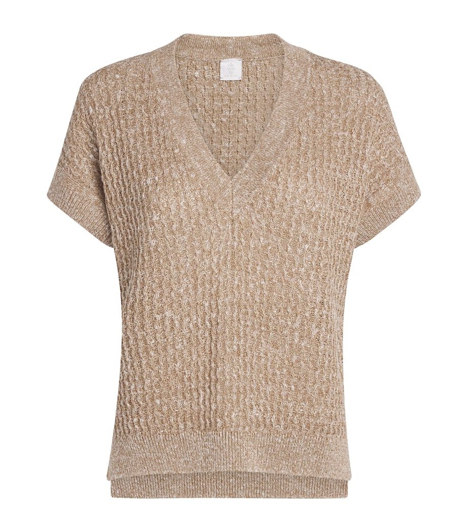 Eleventy Womens Metallic Short-Sleeve Sweater Ambra Image 1