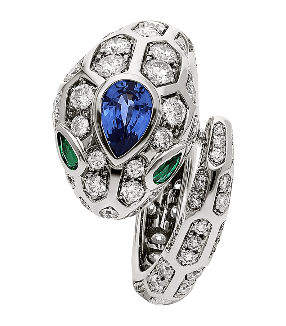 White Gold, Diamond and Sapphire Serpenti Ring WHITE GOLD Image 2