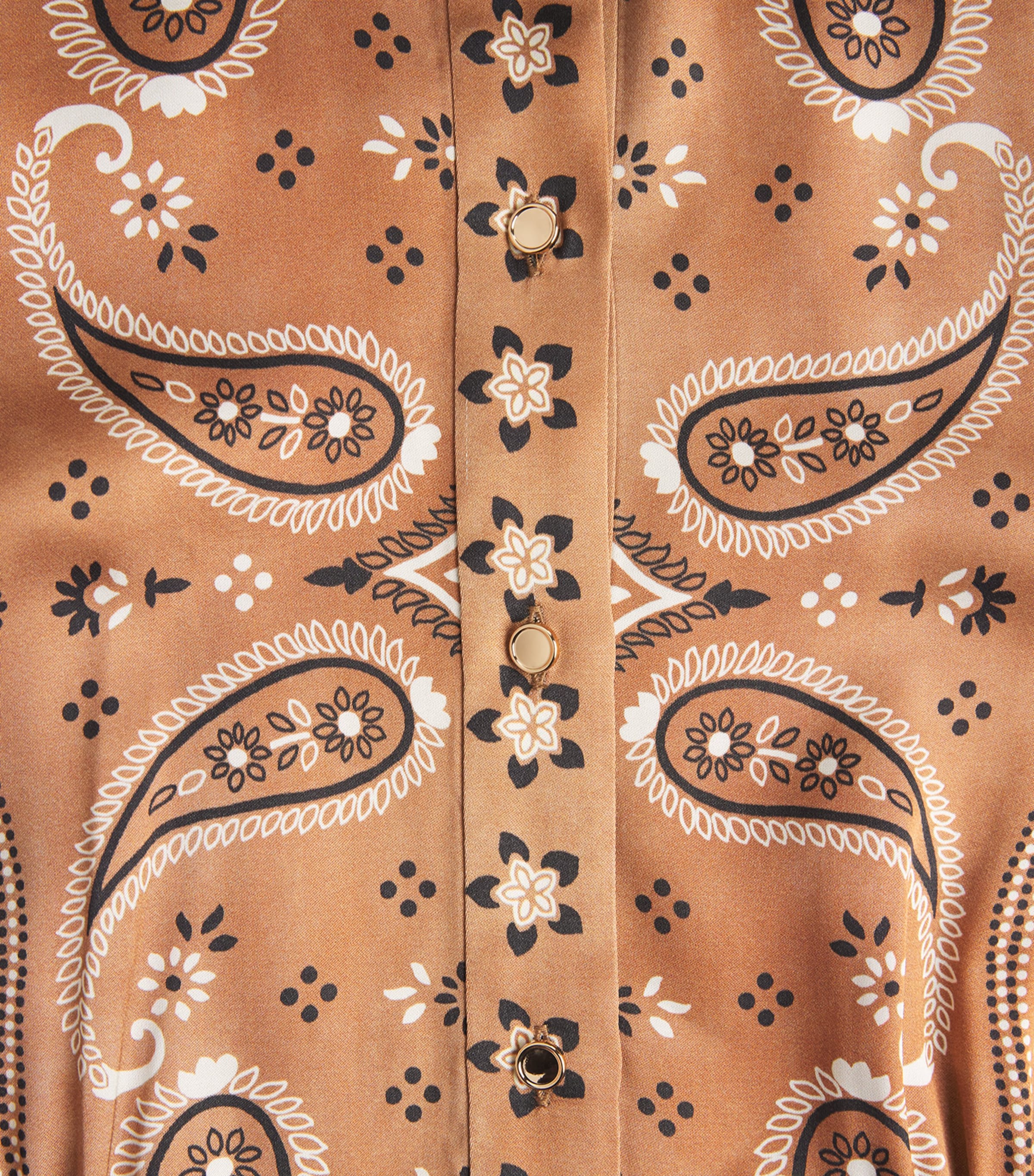 Sandro Paris Womens Bandana-Print Cropped Shirt Brown / Black Image 6