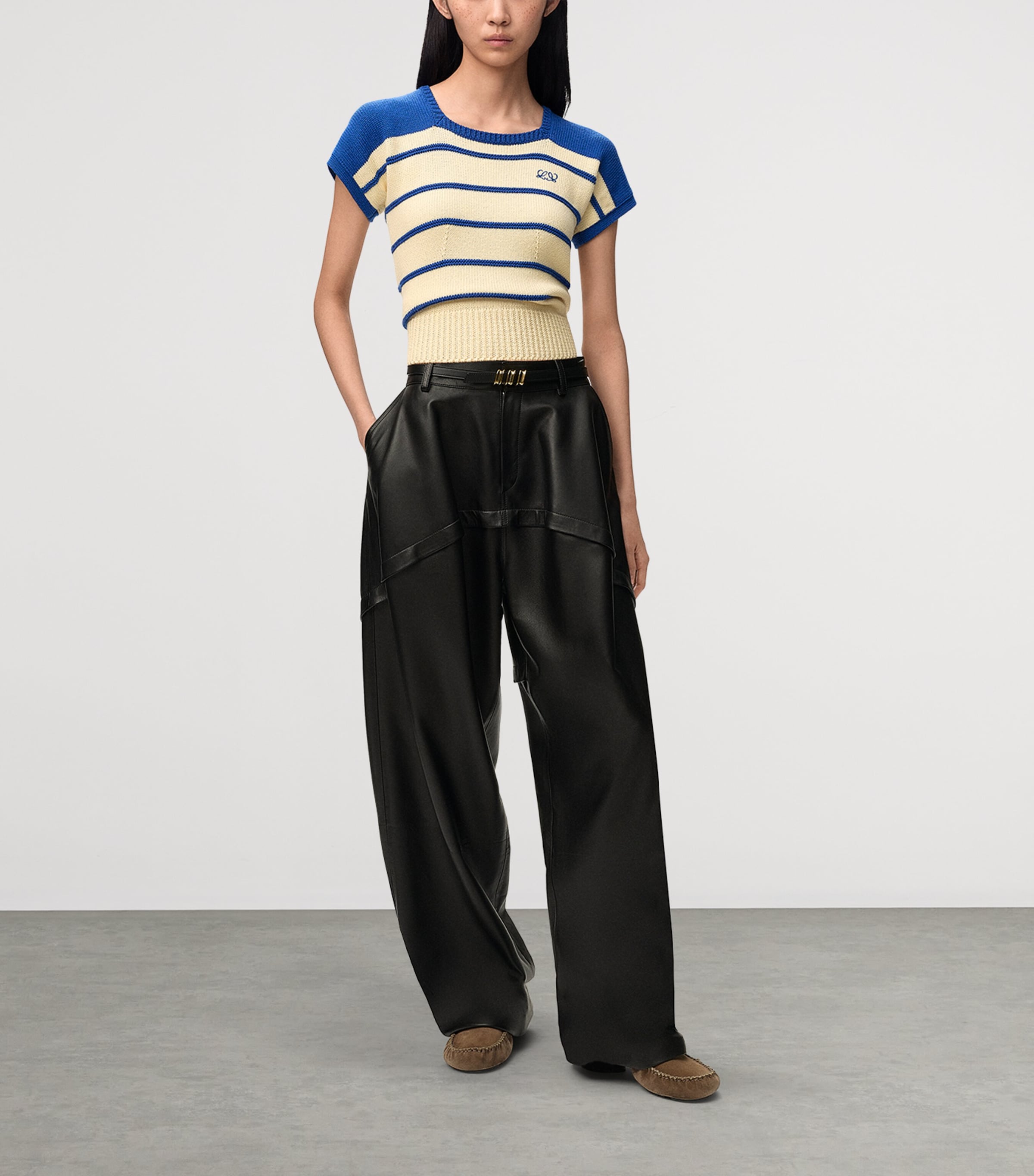LOEWE Womens Cotton-Wool Stripe Sweater Yellow/blue Image 2
