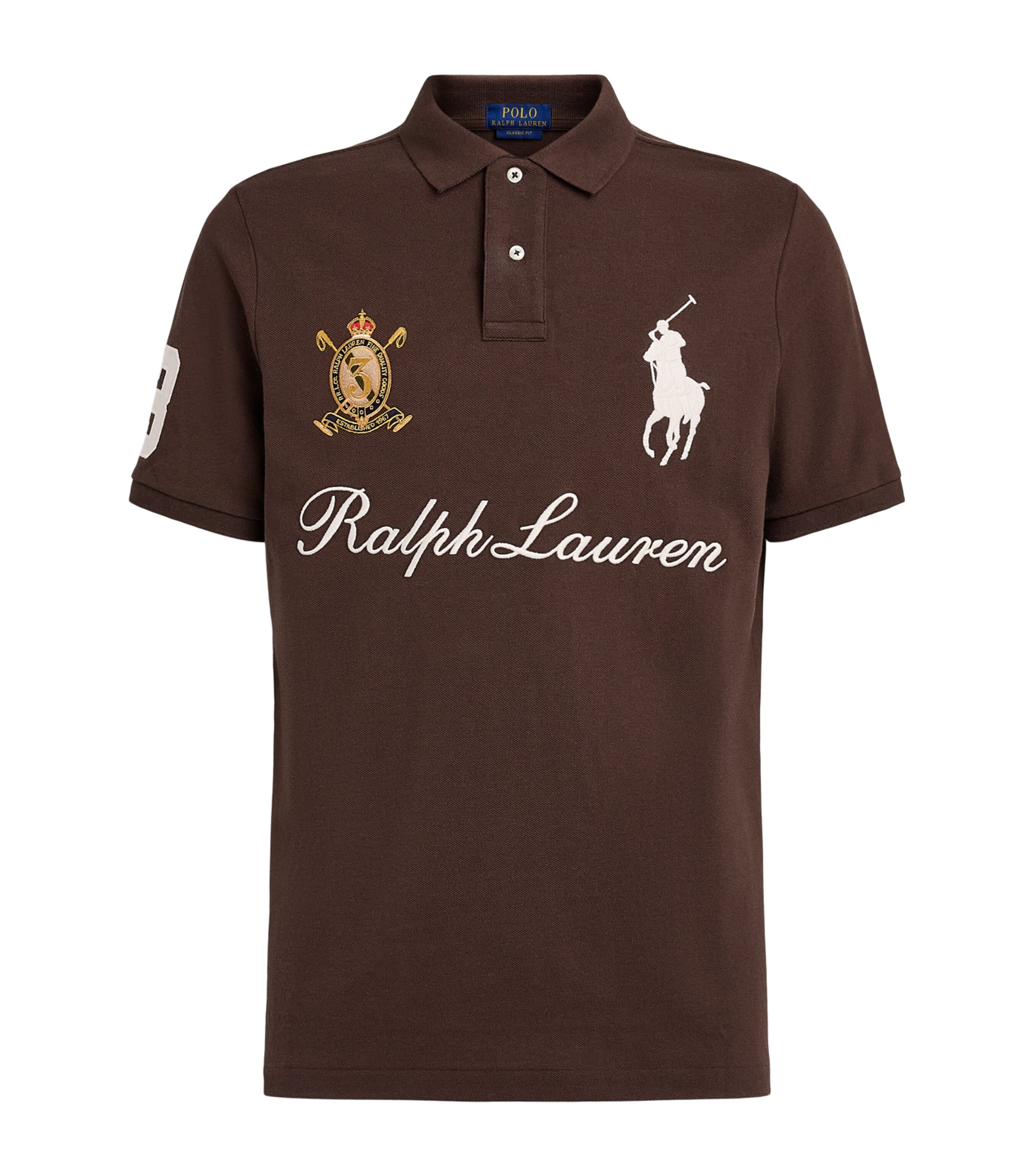 Polo Ralph Lauren Mens Mesh Signature Logo Polo Shirt Nutmeg Brown Image 1