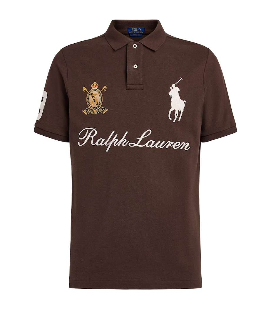 Polo Ralph Lauren Mens Mesh Signature Logo Polo Shirt Nutmeg Brown Image 1