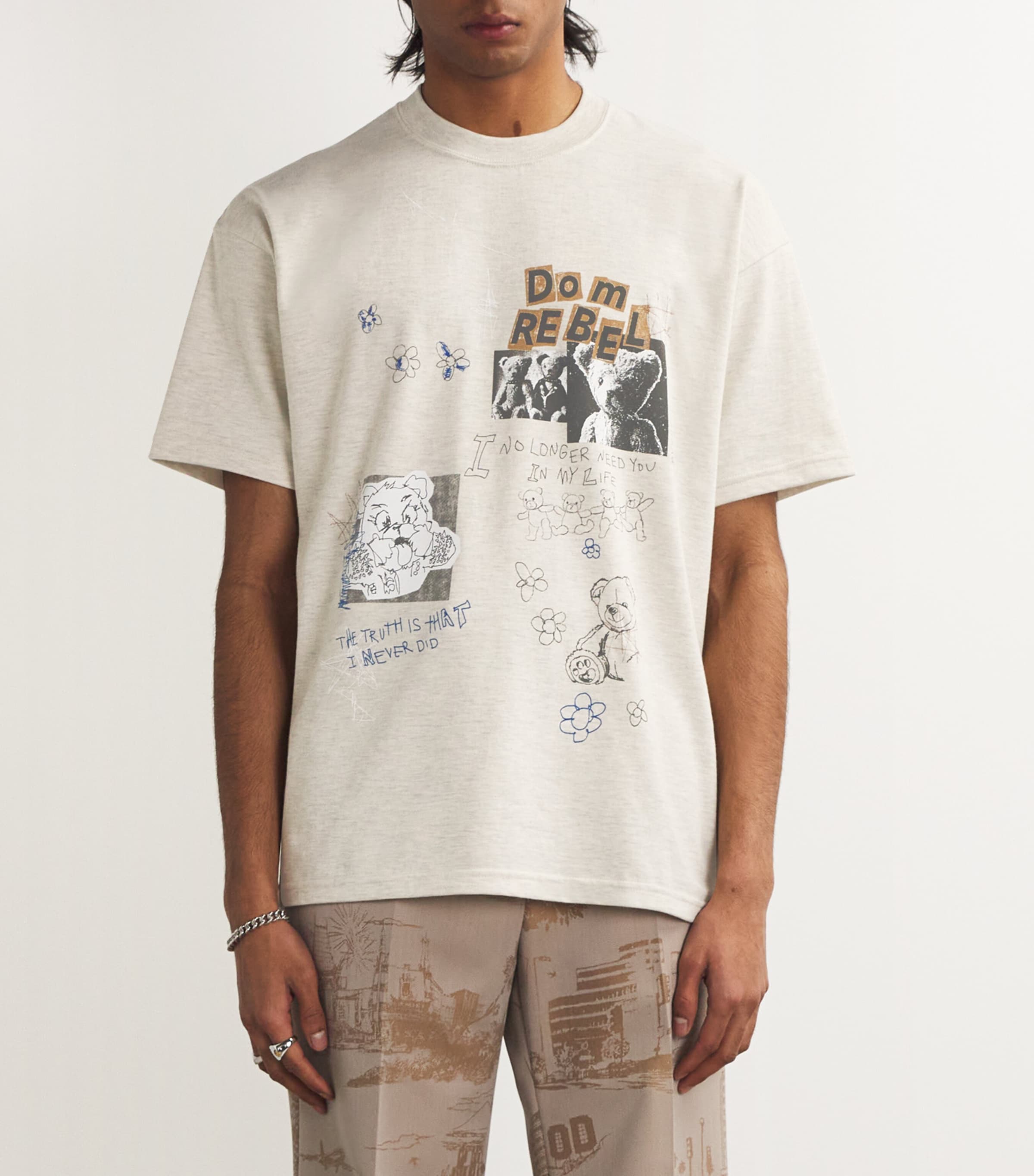 DOMREBEL Mens Break Up T-Shirt Greige Image 3