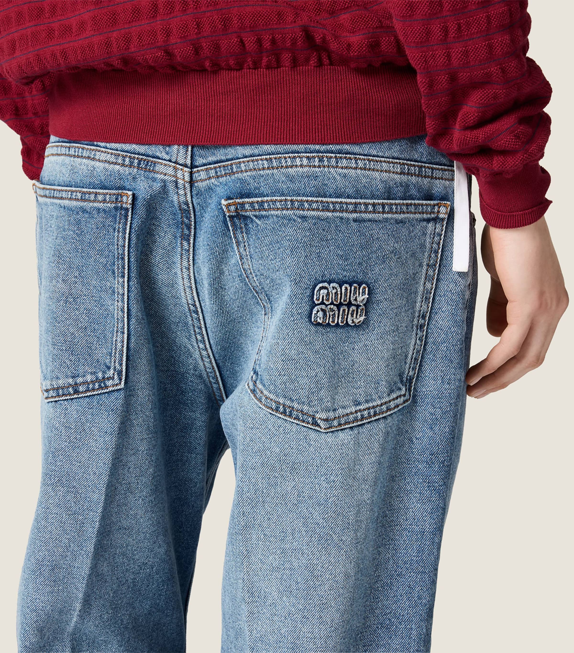 Miu Miu Womens Mid-wash Denim Jeans Blue Image 4