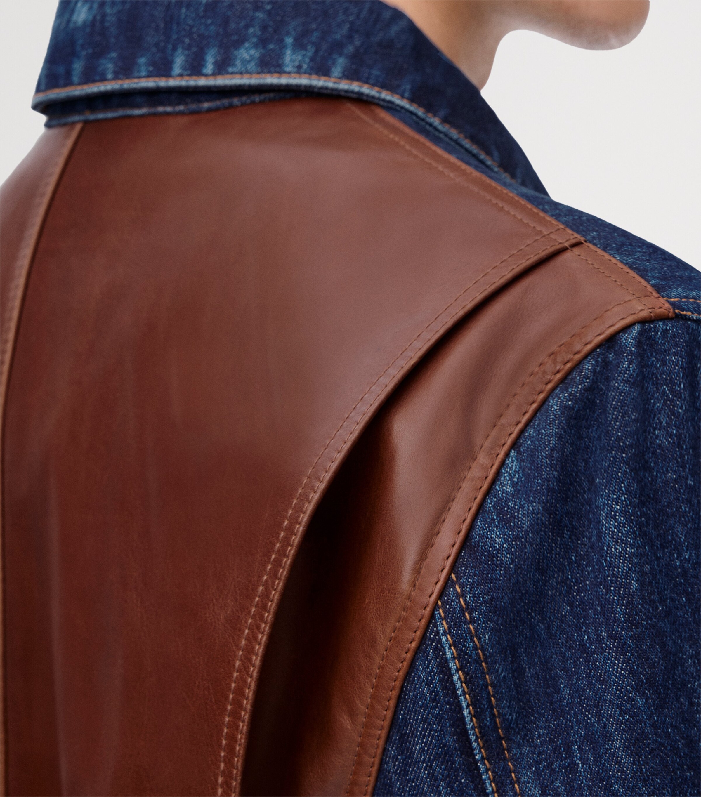 Leather-Denim Hybrid Jacket RAW DENIM Image 4