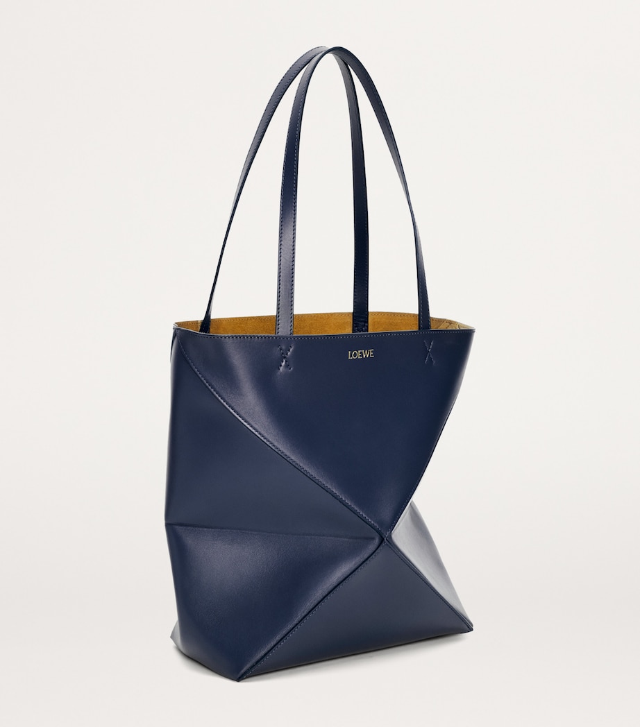 LOEWE Medium Leather Puzzle Fold Tote Bag Abyss Blue Image 2