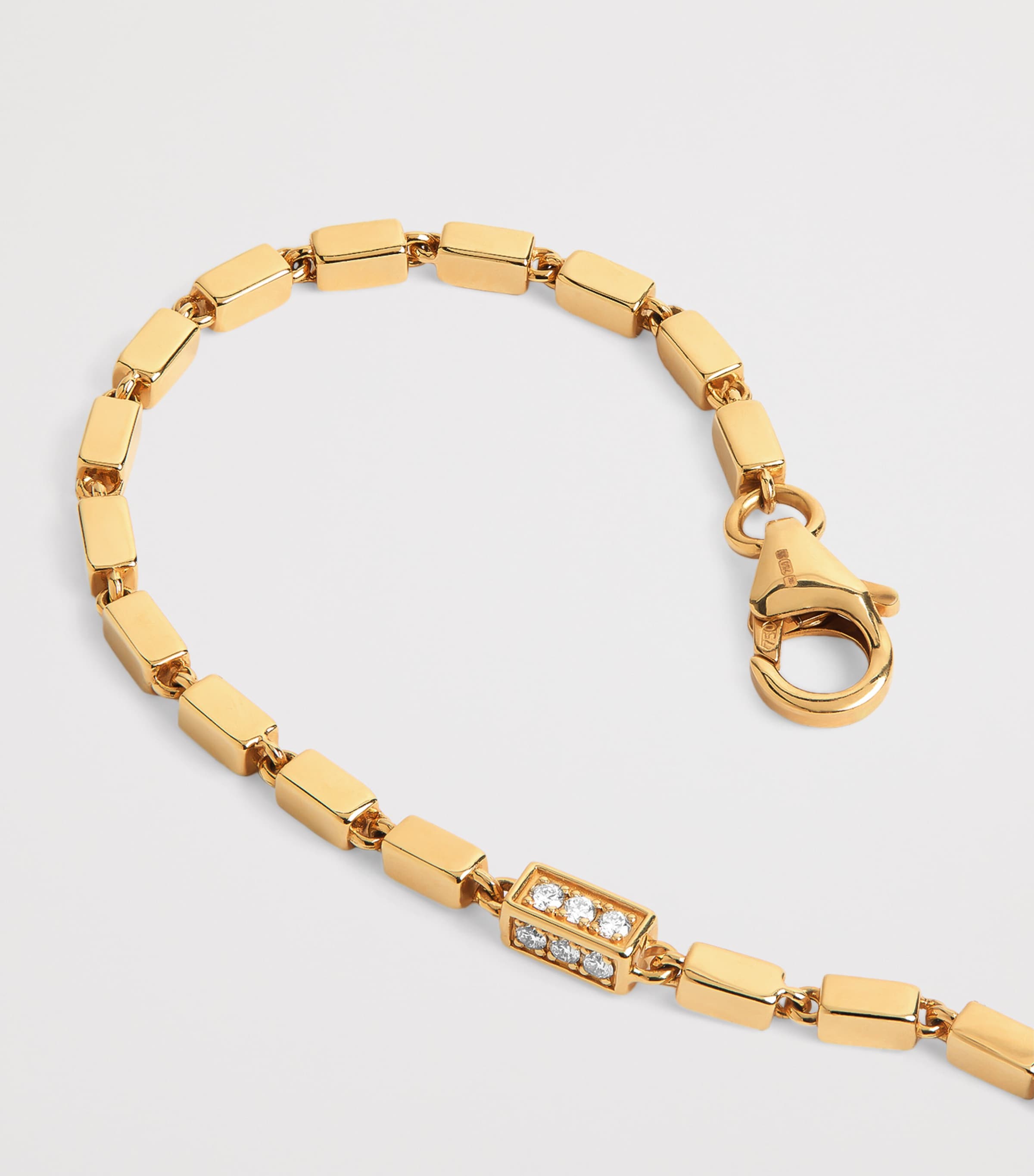 Suzanne Kalan Yellow Gold and Diamond Medium Block Chain Bracelet Yg/wd Image 5