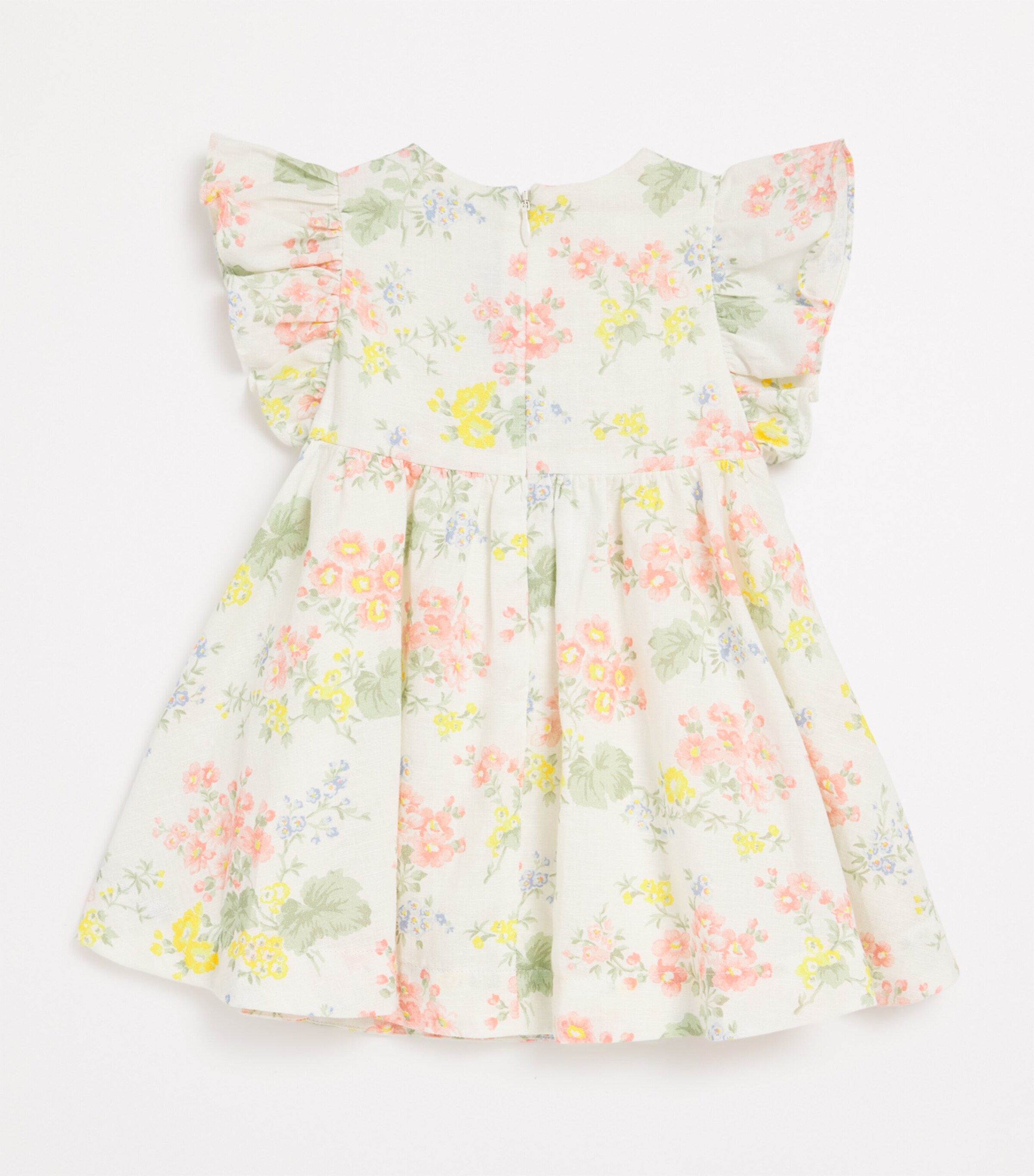 Tartine et Chocolat Linen-Cotton Floral Print Dress (3 months-4 Years) Nacre Image 2