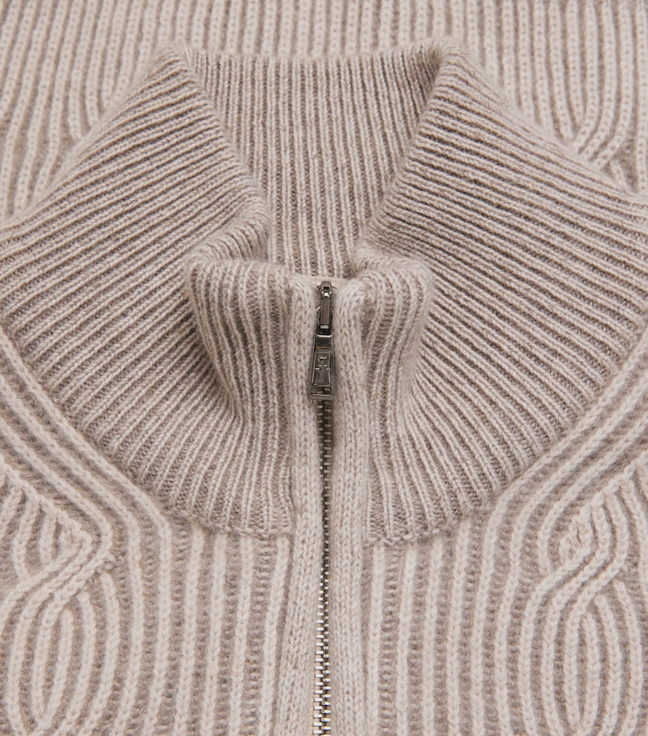 Fioroni Cashmere Mens Cashmere Cable-Knit Zip-Up Sweatshirt Sabbi Image 6