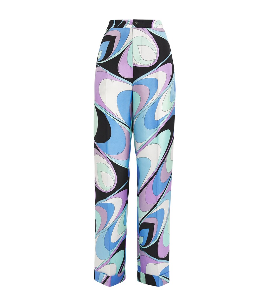 PUCCI Womens Silk Straight Tailored Trousers Celeste Image 1