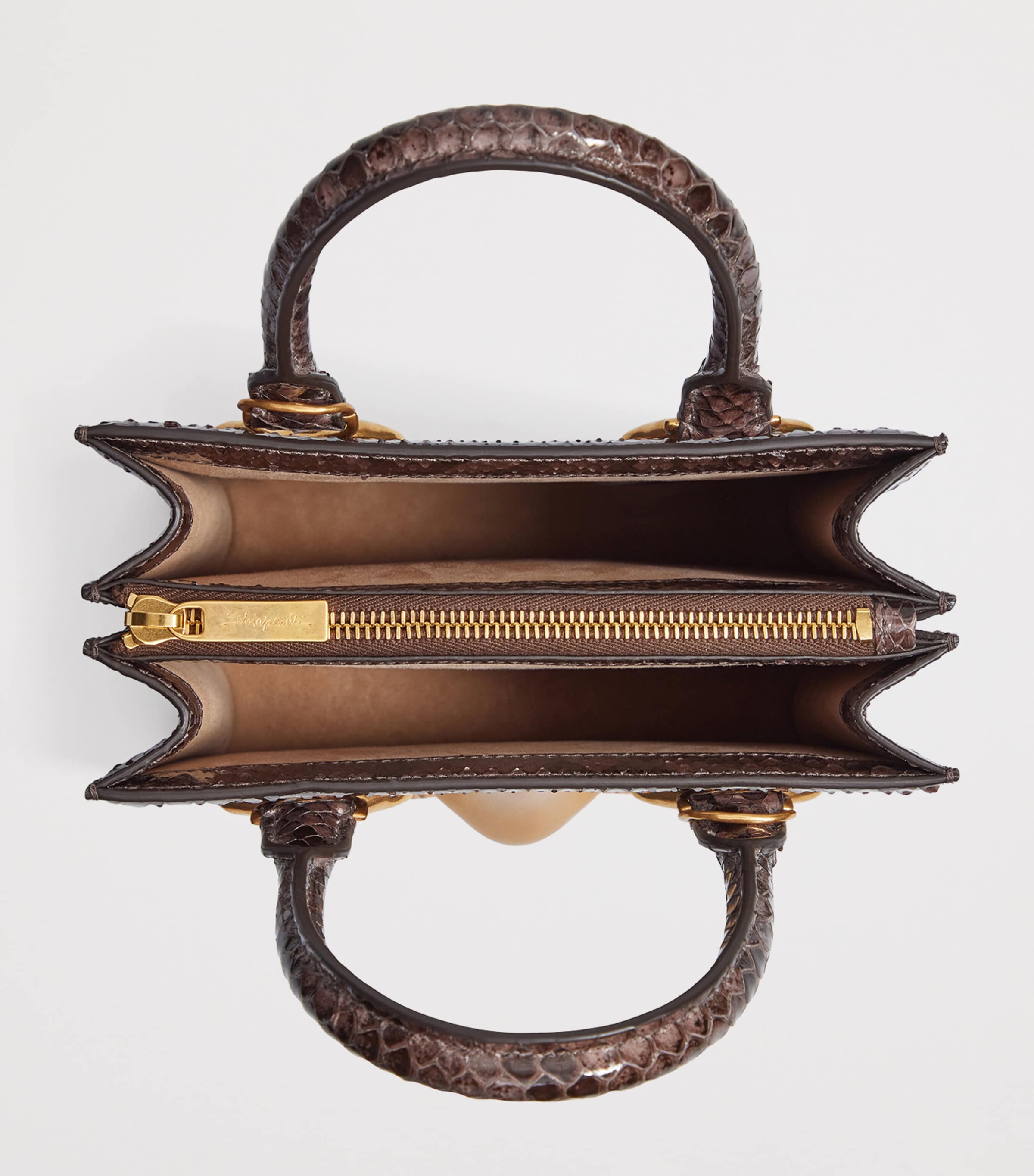 Python Skin Face Top-Handle Bag 819 DARK BROWN Image 3