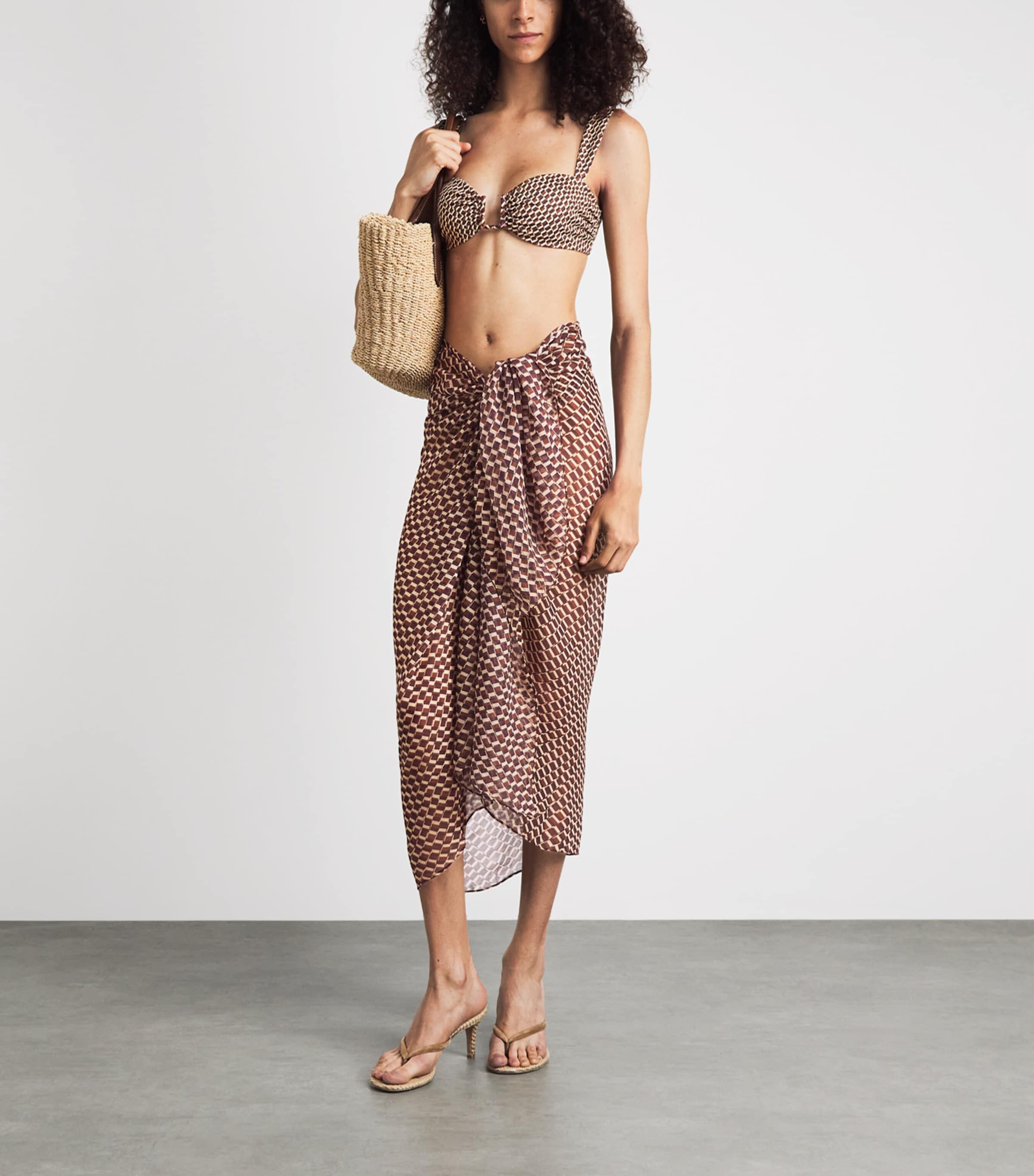 AWAY THAT DAY Womens Santorini Sarong Vintage Geo Print Image 2