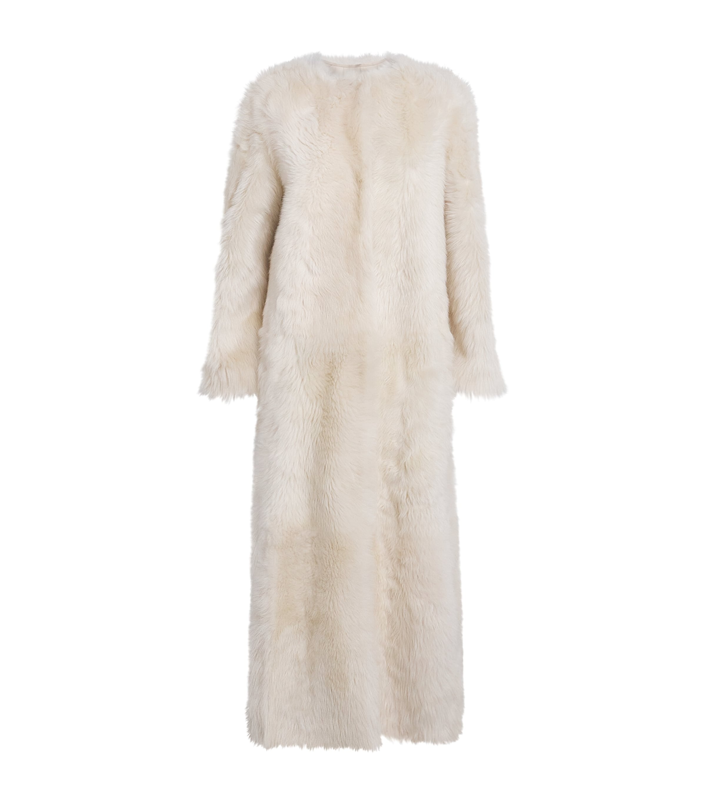 Yves Salomon Extra Long Toscana Lambskin Coat In White