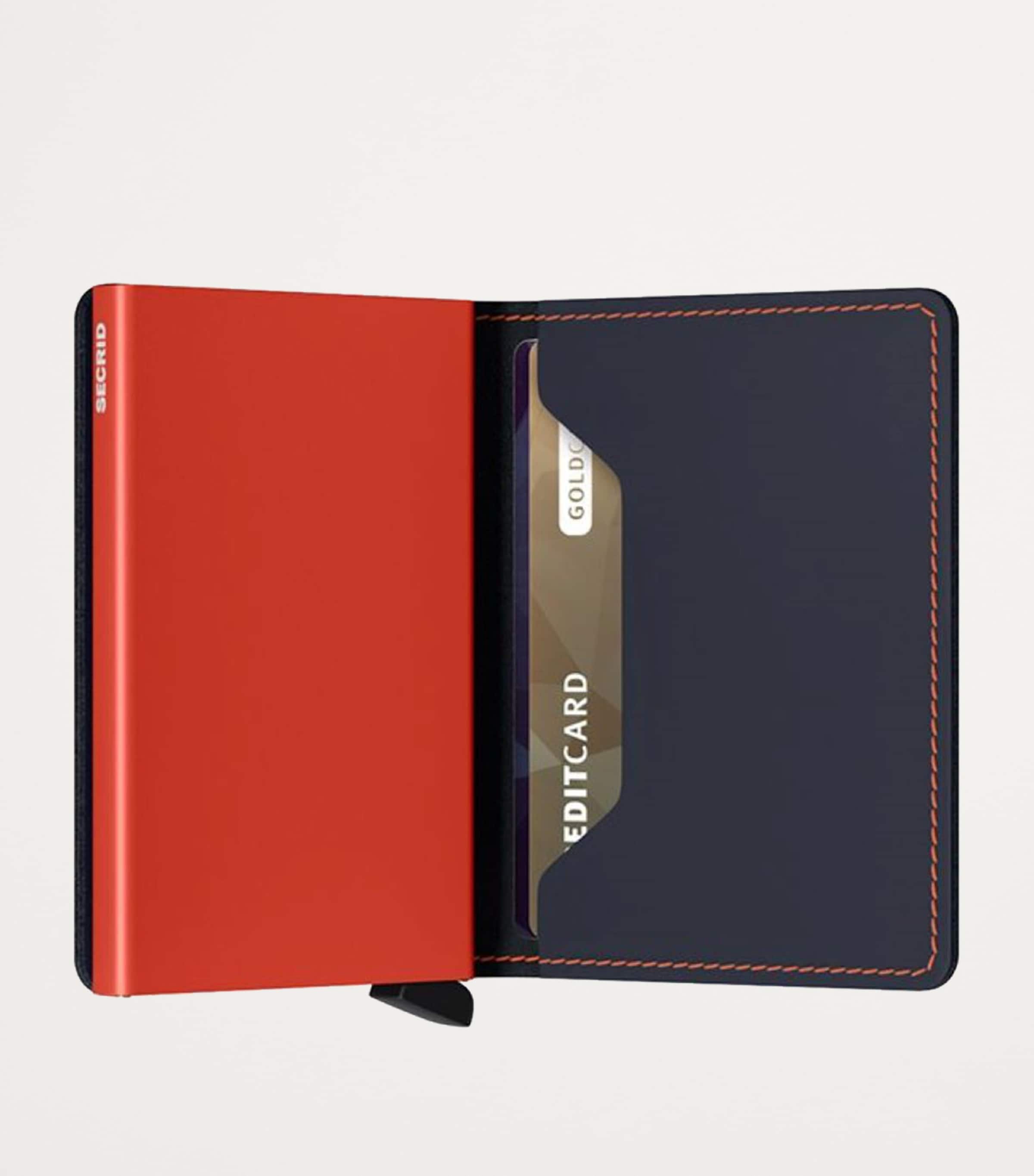 Leather Slim Wallet NIGHT BLUE ORANGE Image 3