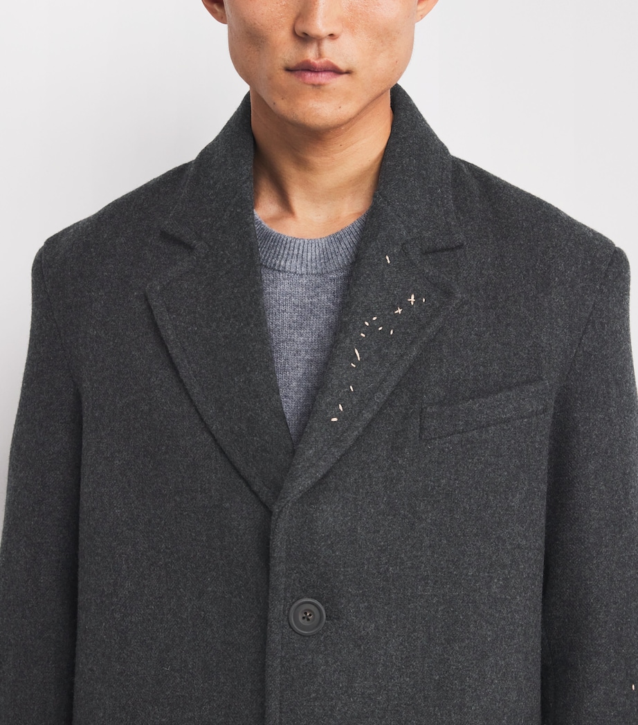 Wool Exposed Stitching Overcoat COAL Image 6