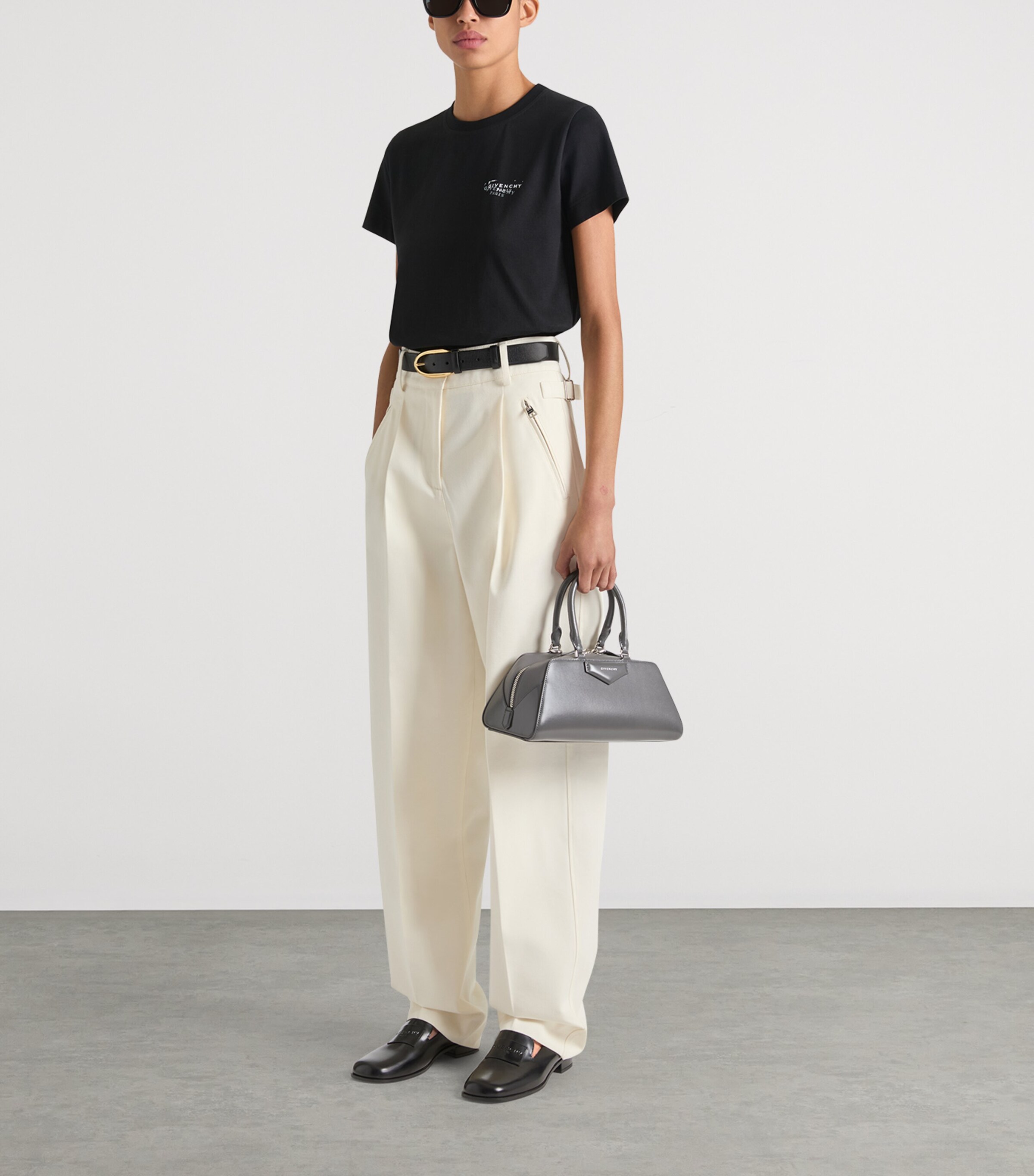 Cotton and Wool Pleated Trousers IVORY Image 3