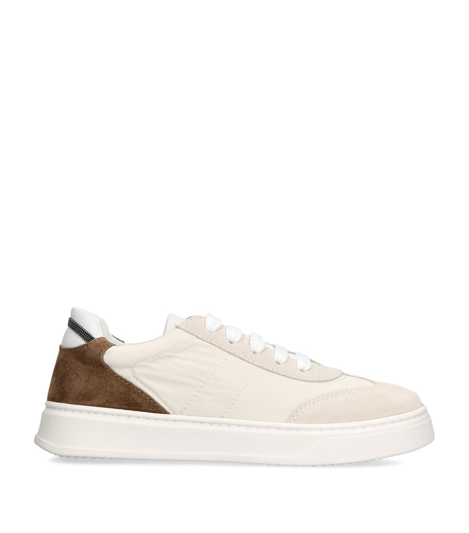 Brunello Cucinelli Kids Suede Softy Sneakers Beige Comb Image 1