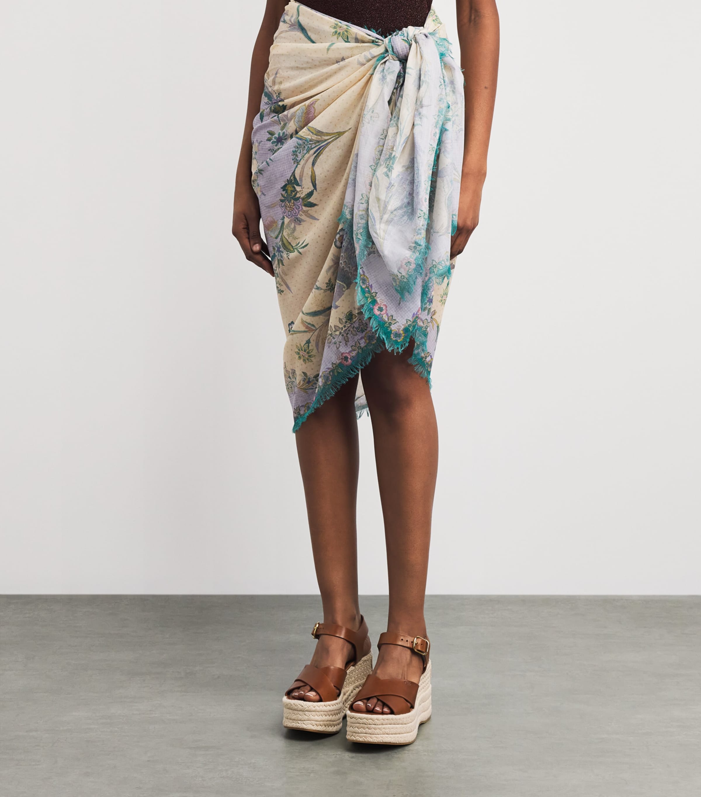 Zimmermann Womens Cotton Floral Pareo Cream Scarf Floral Image 4