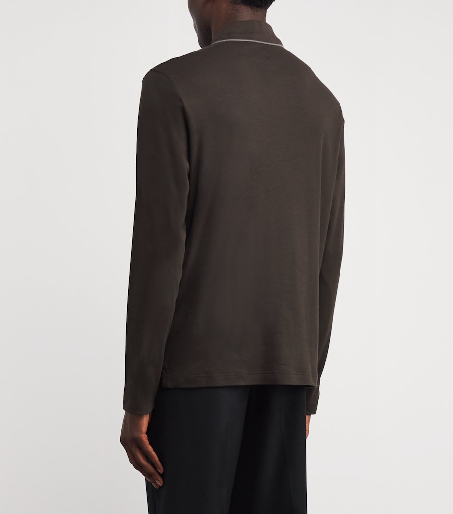 Cotton-Cashmere Long-Sleeve Polo Shirt 510 Image 4