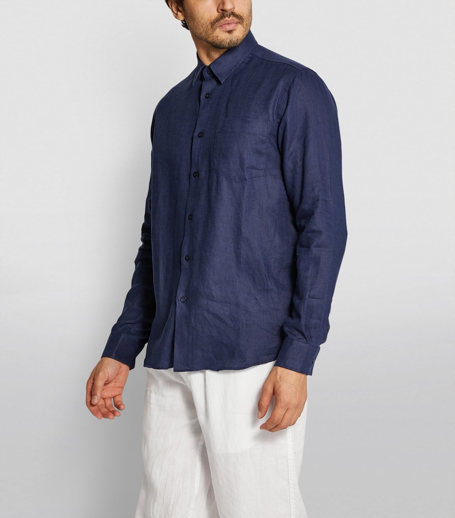 Vilebrequin Mens Linen Caroubis Shirt Blue Marine Image 6