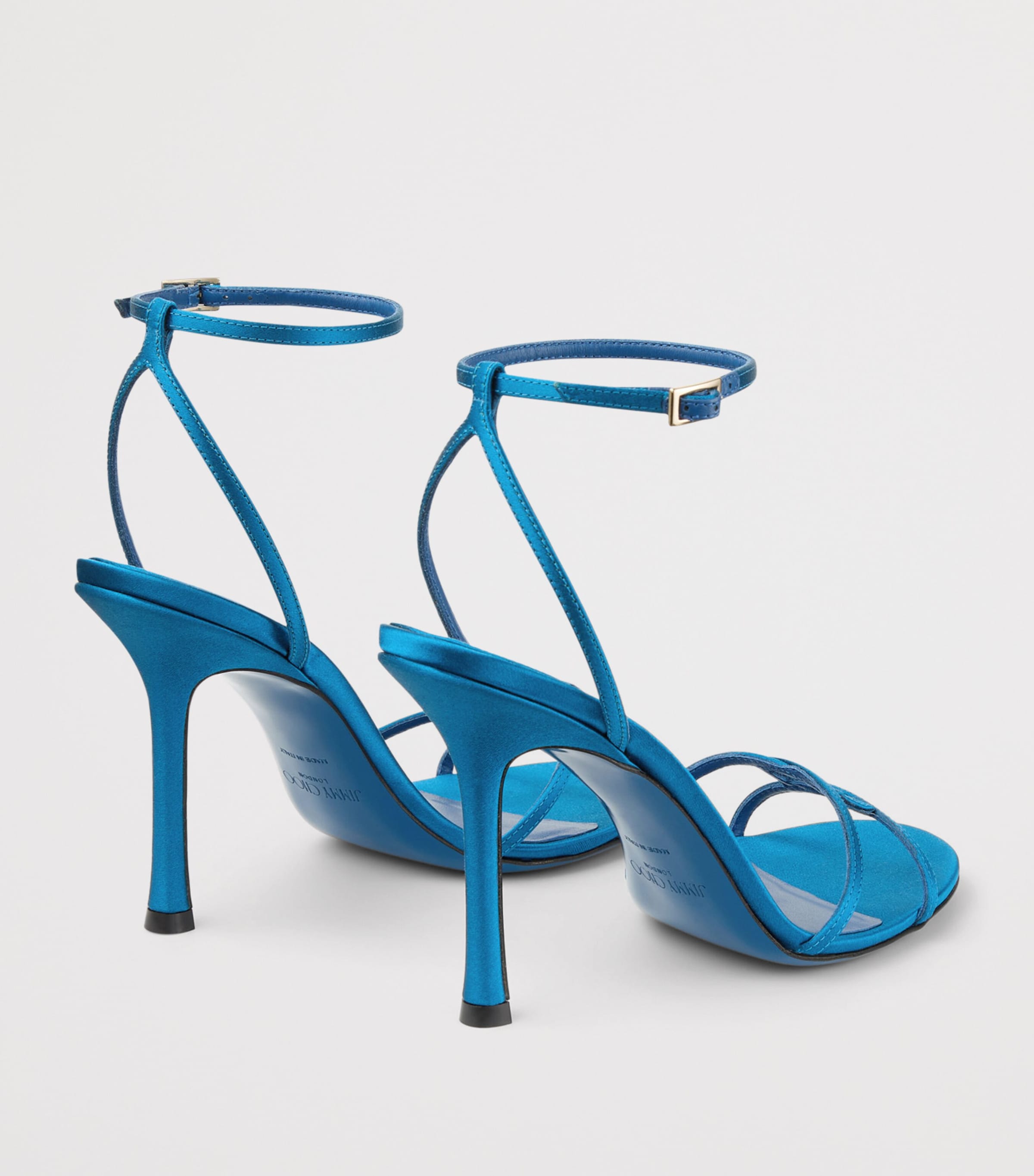 Jimmy Choo 1998 Leo 100 Satin Heeled Sandals Lagoon Image 3