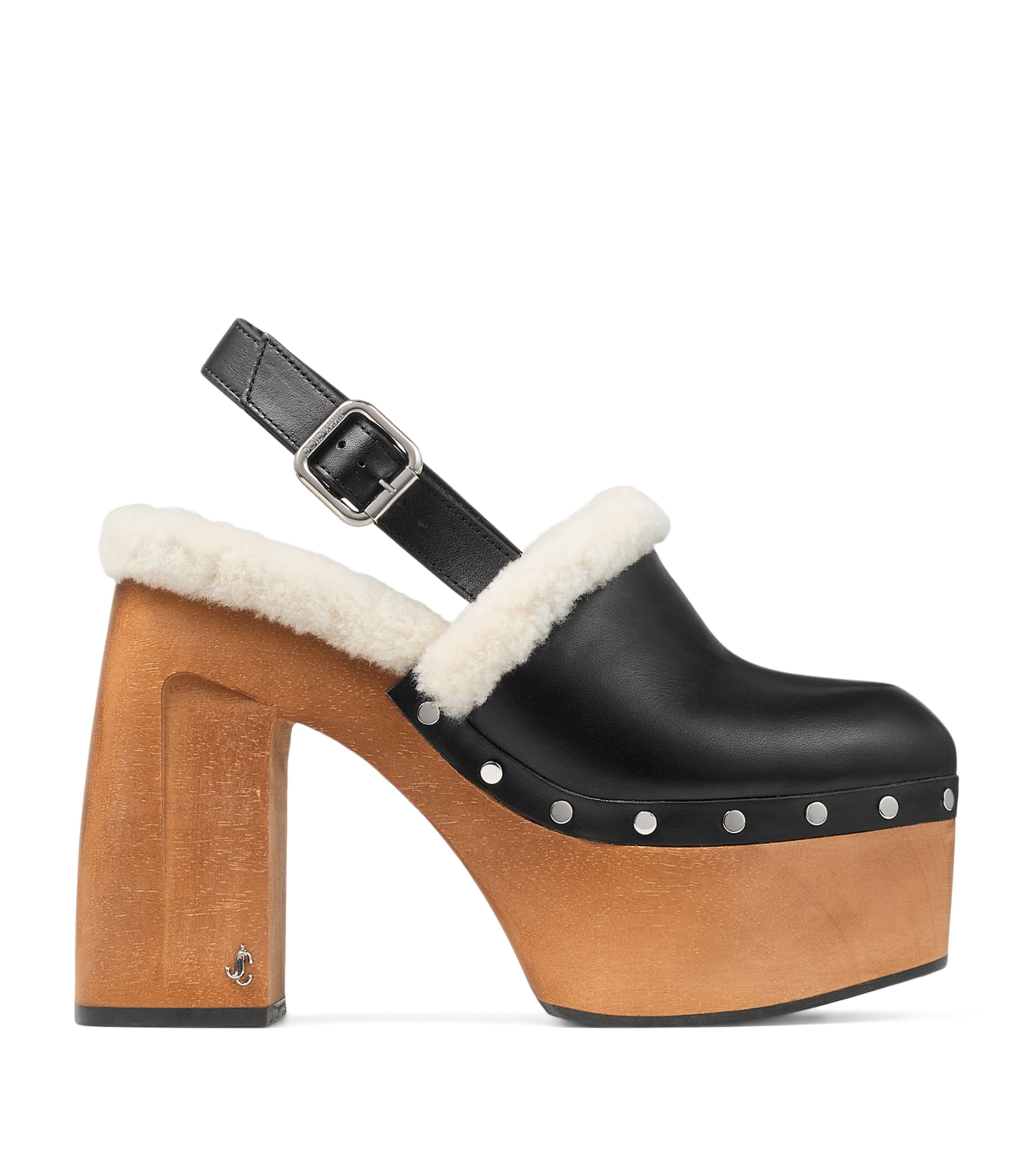 Jimmy Choo 135mm Leather Platform Sheepskin Sandals In Black