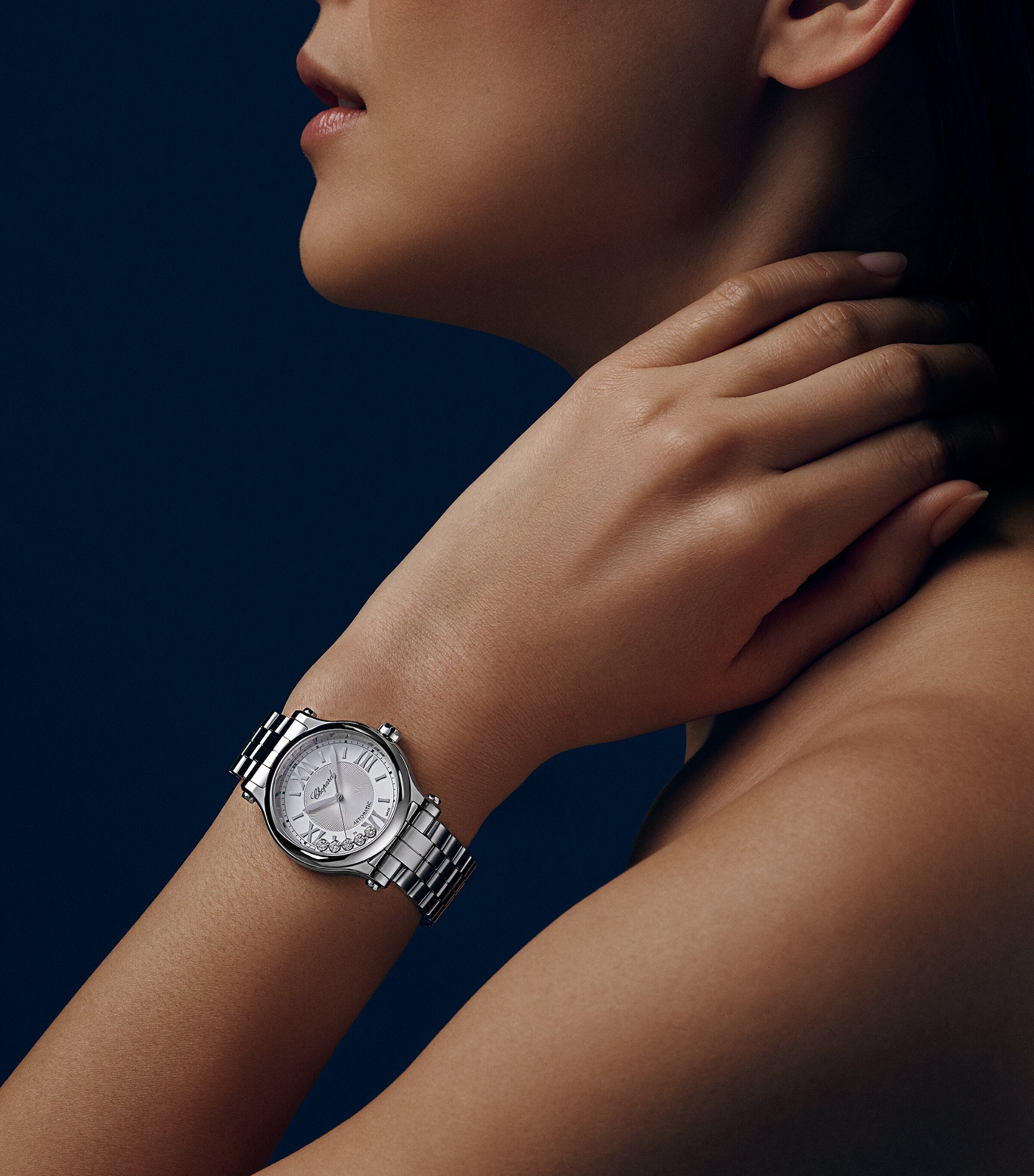 Stainless Steel and Diamond Happy Sport Automatic Watch 33mm STAINLESS STEEL Image 5