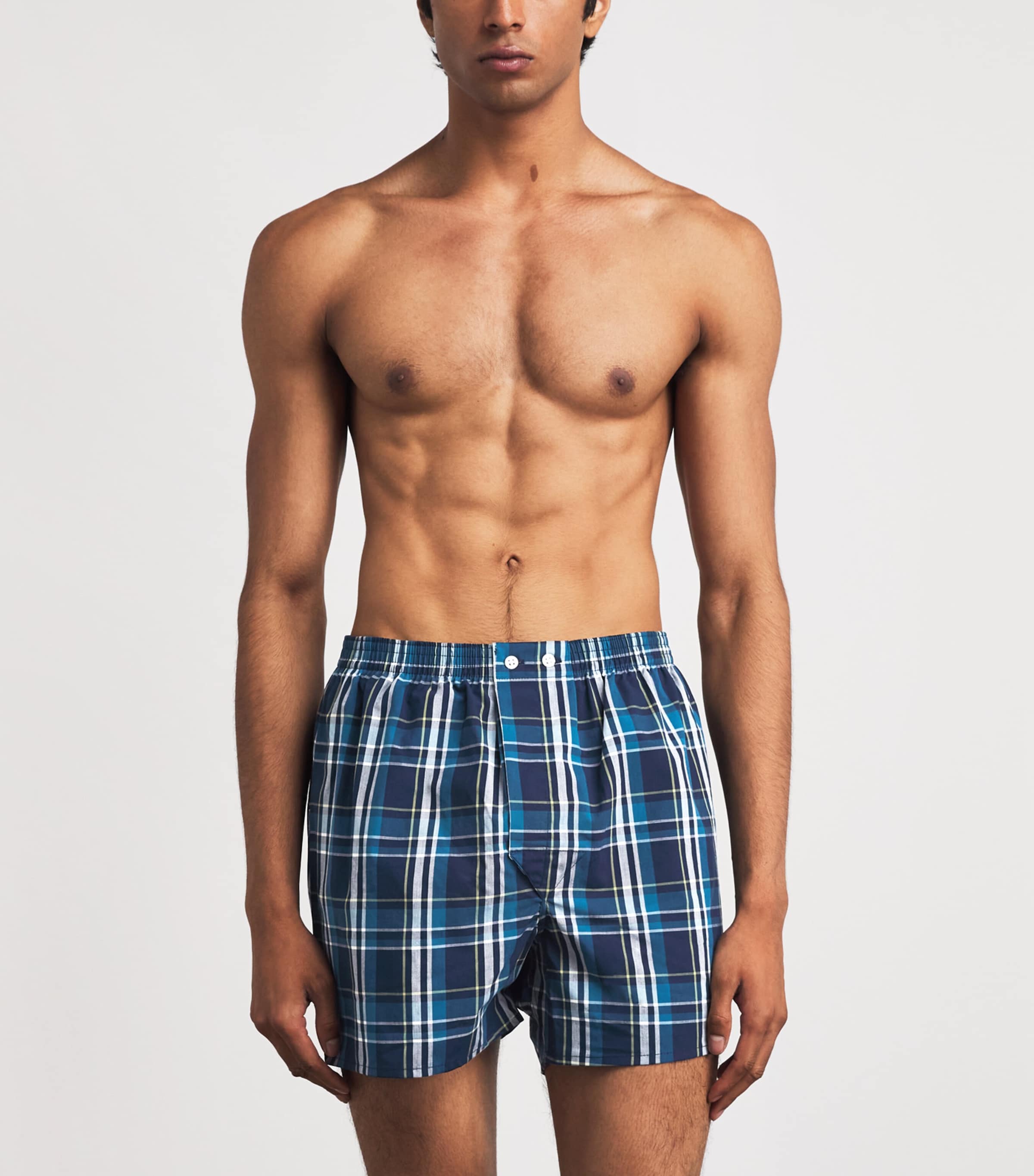 Derek Rose Mens Cotton Boxer Shorts Nav Image 2