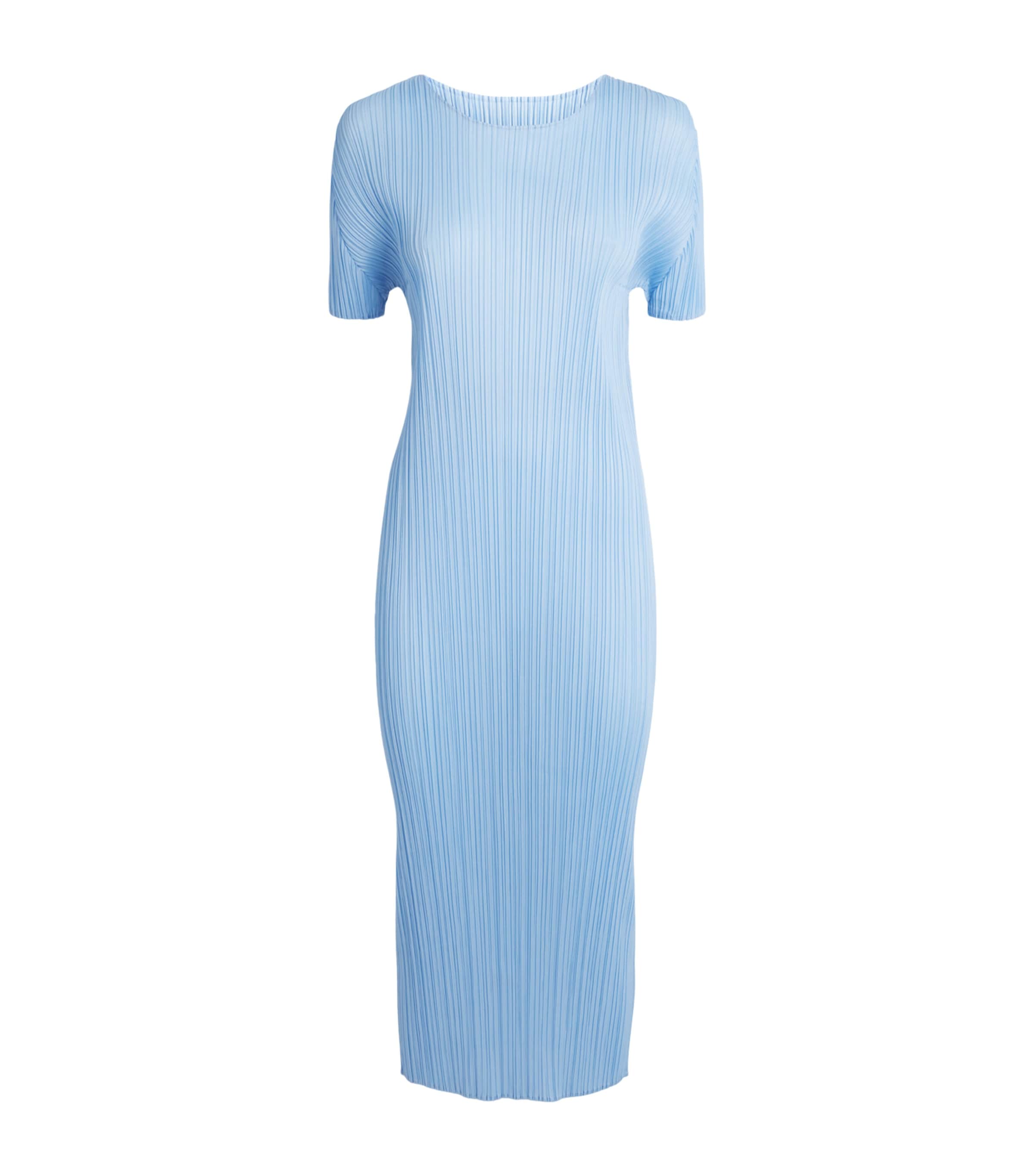 Pleats Please Issey Miyake Womens Monthly Colors August Midi Dress Light Blue Image 1
